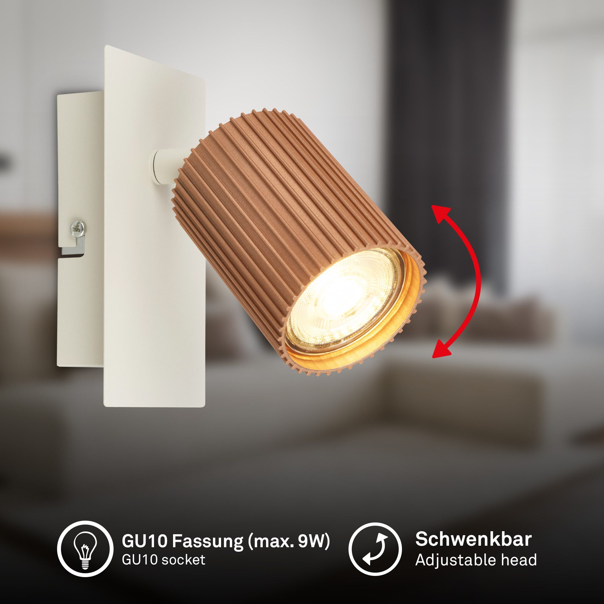 Briloner Leuchten LED Deckenspot Deckenleuchte Wandleuchte schwenkbar GU10 Deckenlampe Wohnzimmer Flur, 1-flammig, ohne Leuchtmittel, Abhängig vom Leuchtmittel, Schwarz, Beige, Coffee-Warmgrey, Wohnzimmer, Flur, Büro