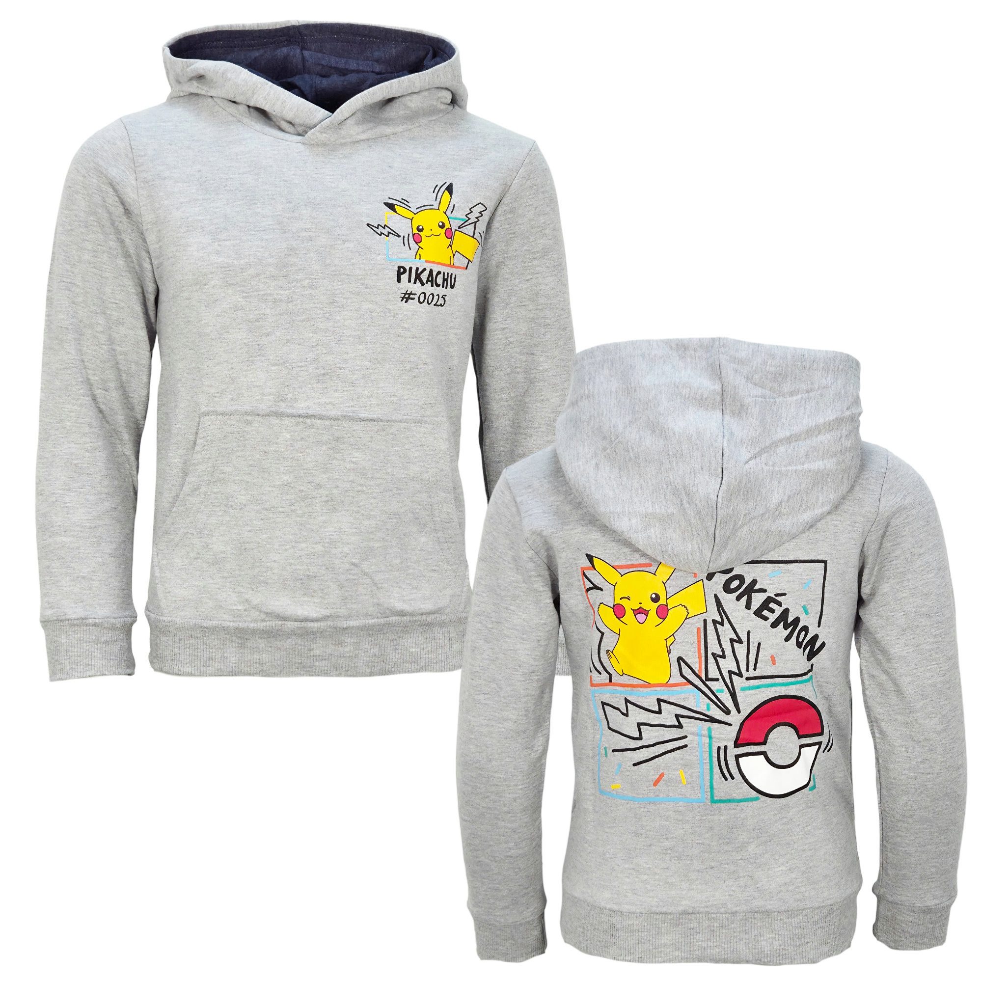 POKÉMON Kapuzenpullover Pokemon Pikachu Kinder Jungen Hoodie Pulli Kapuzenpullover Gr. 104 bis 152