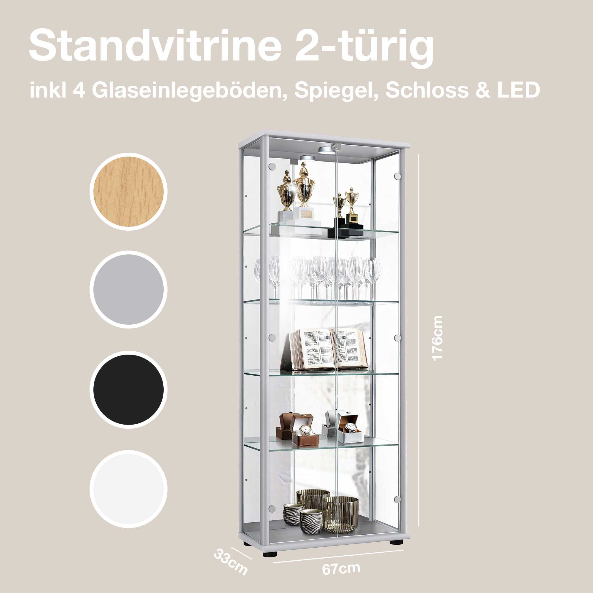 K-Möbel Glasvitrine C1084 (Glasvitrine (176x67x33 cm) günstig online kaufen