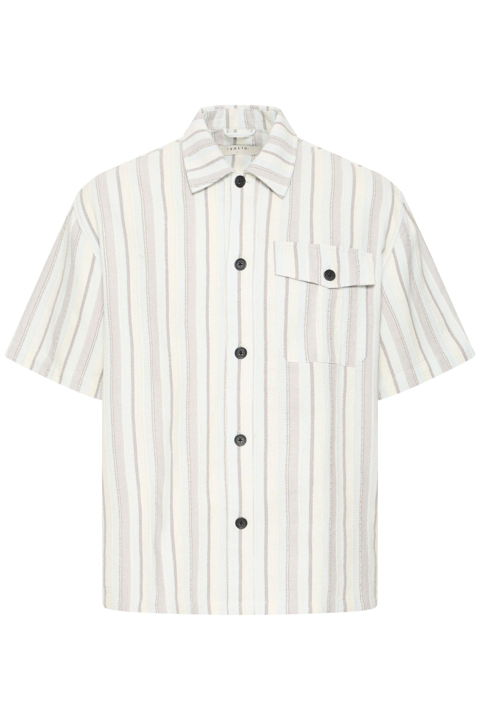 !Solid Kurzarmhemd SDUmber Weites Hemd mit Streifenmuster - Loose Fit