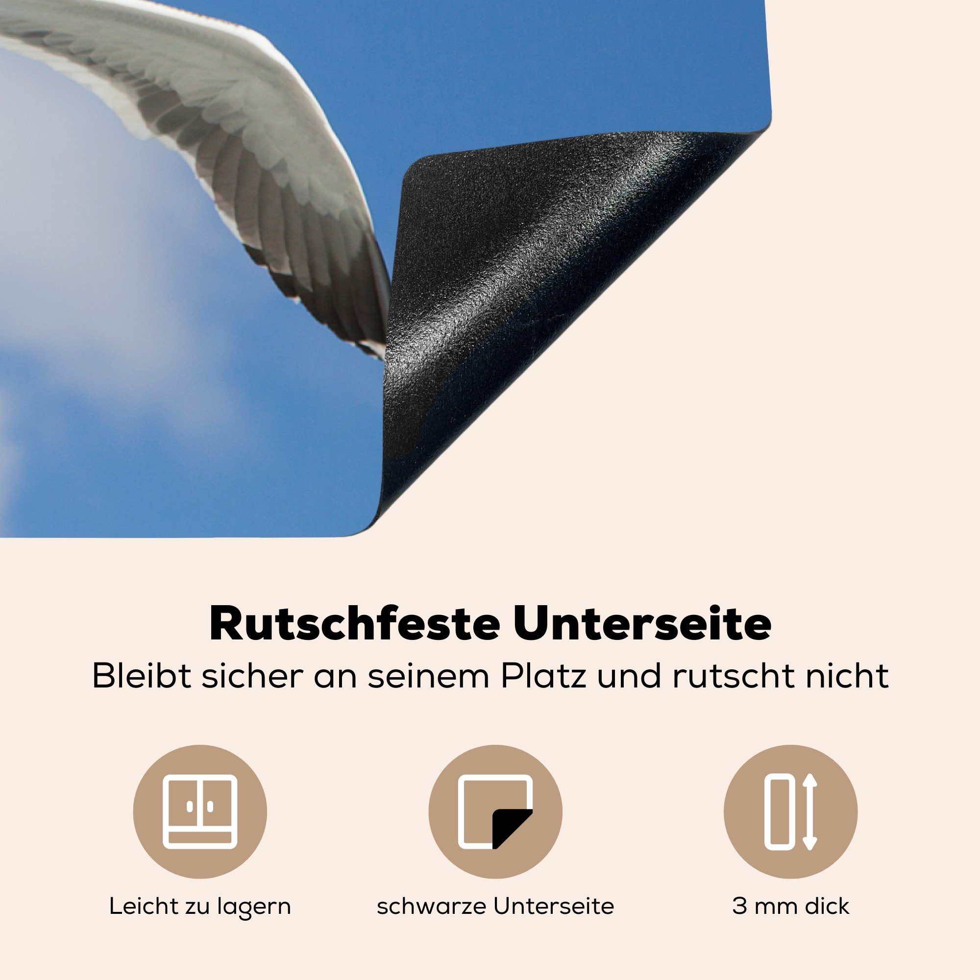 MuchoWow Herdblende-/Abdeckplatte - Vinyl, die 81x52 Vogel Möwe küche, tlg), - cm, (1 Schutz Induktionskochfeld Ceranfeldabdeckung für Himmel