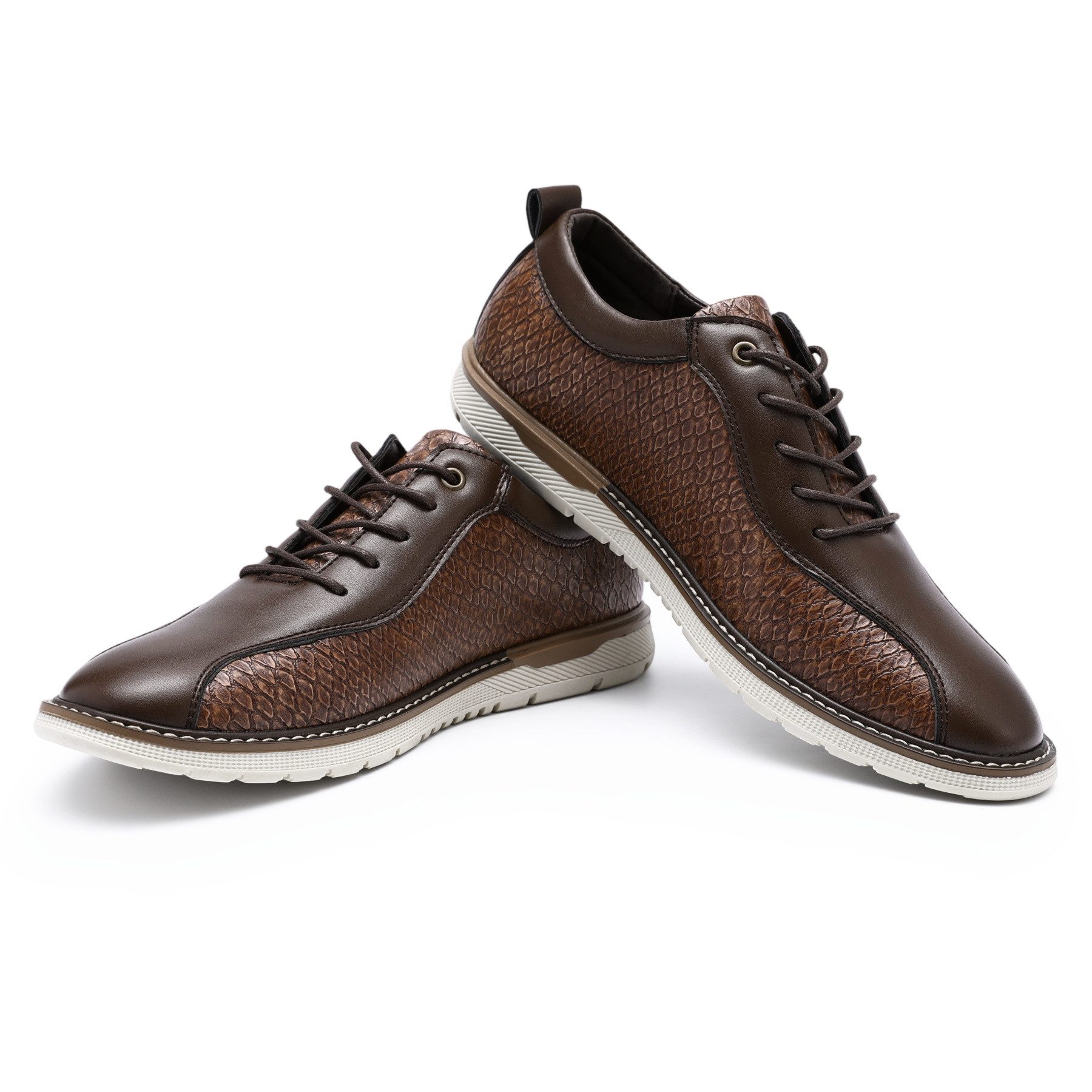 Allthemen Schnürschuh mit Krokodildruck Halbschuhe atmungsaktive Business Freizeitschuh