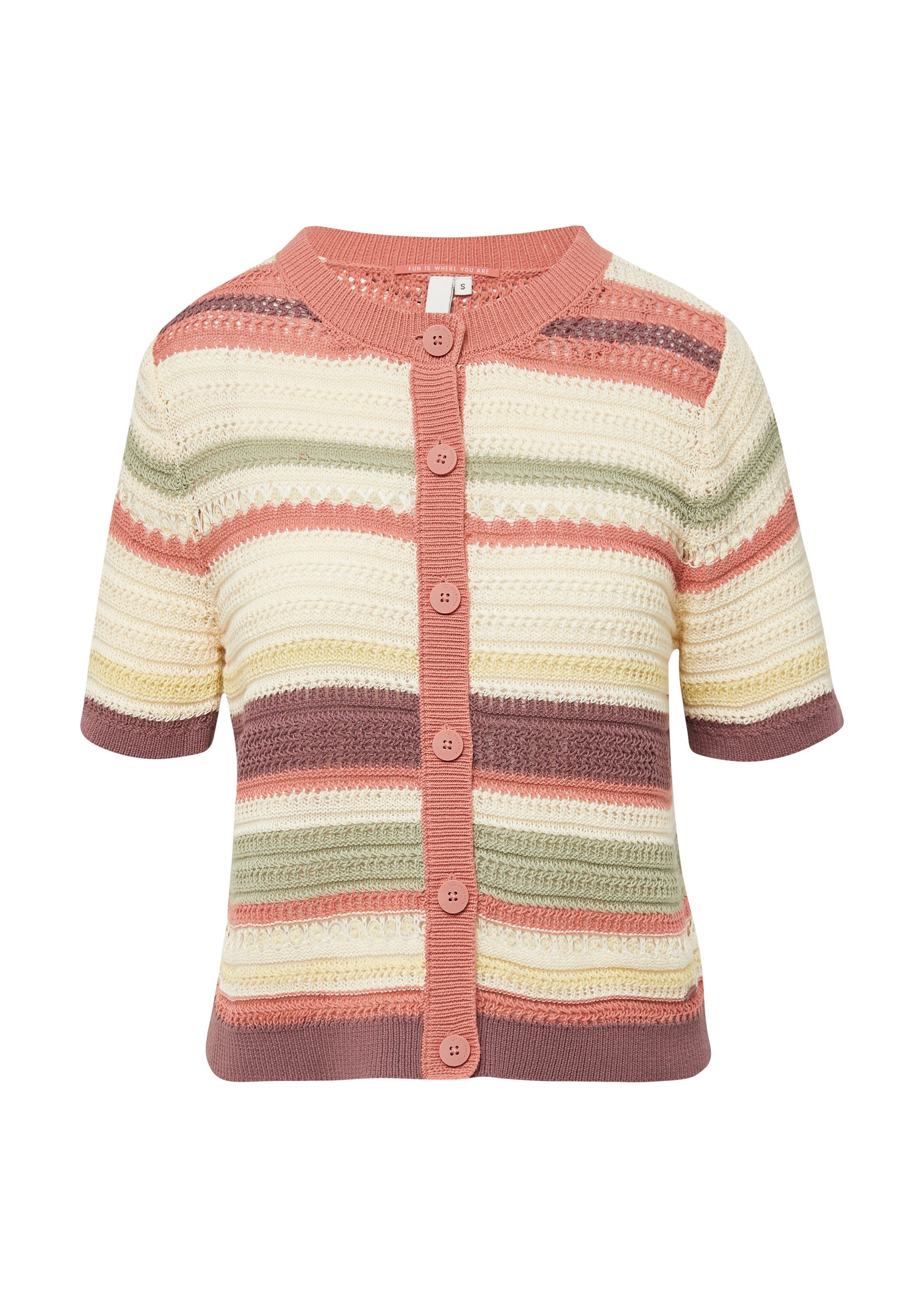 QS Cardigan Strickjacke Kurzarm-Cardigan in Häkeloptik günstig online kaufen