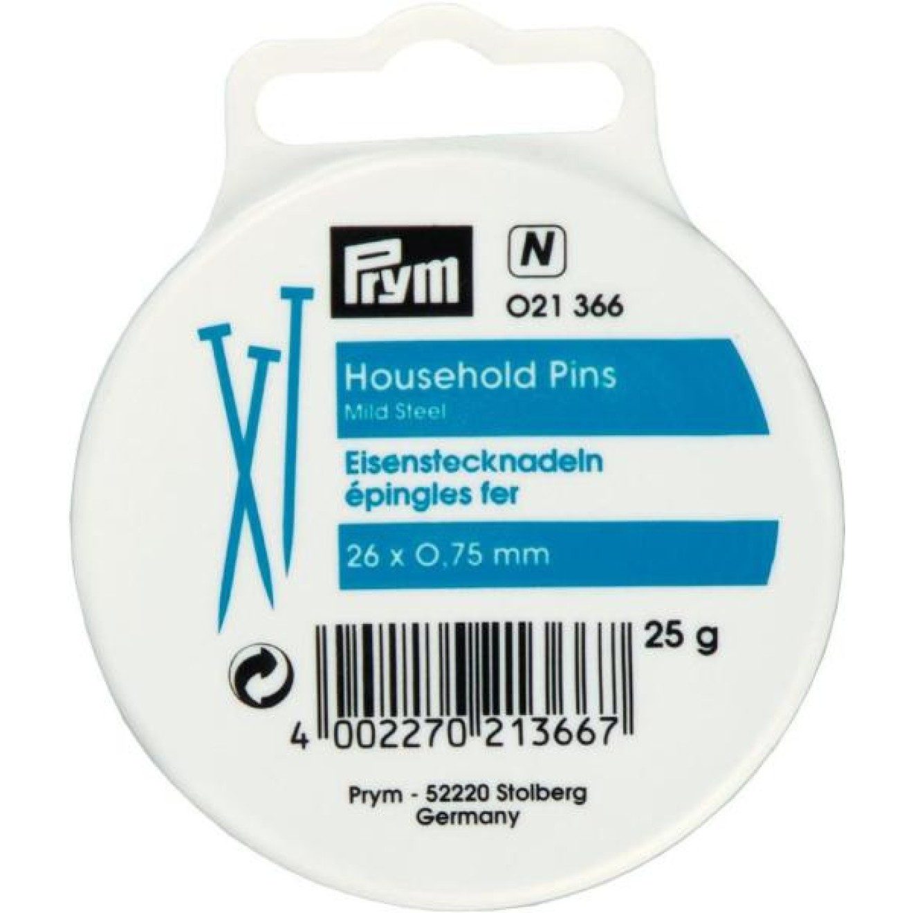 Stricknadeln Stecknadeln 0,75x26 mm silberfarbig 25 g