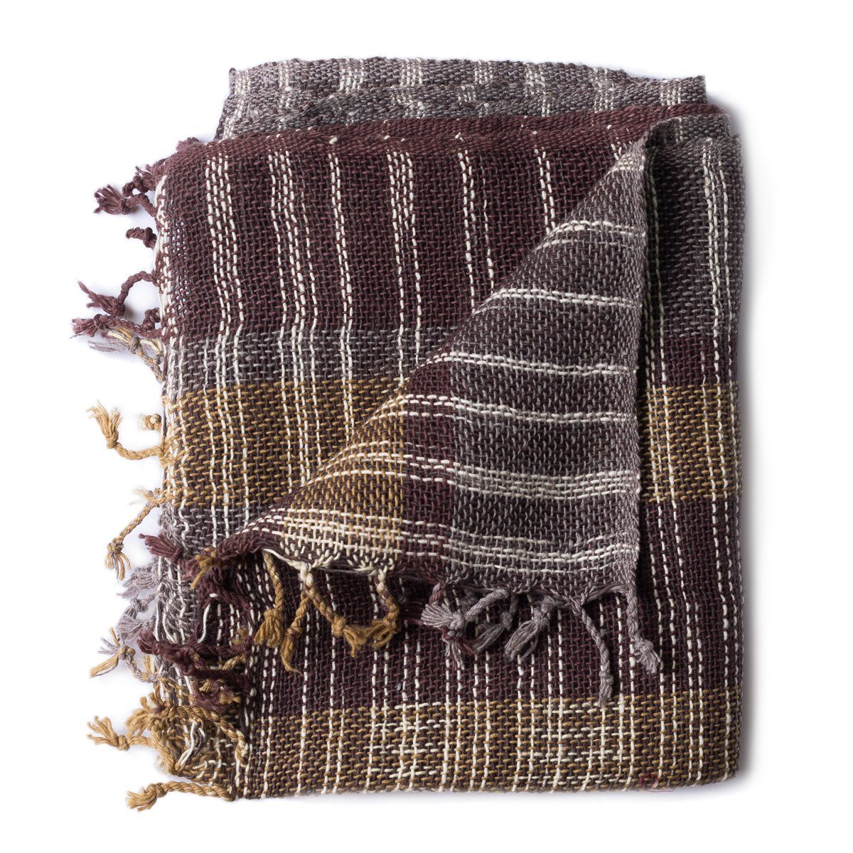 Herbst gewebt Halstuch im auch verschiedenen als warmer in Baumwollschal Schal weicher Winter PANASIAM oder Farben, grob Schultertuch dunkelbraun und tragbar