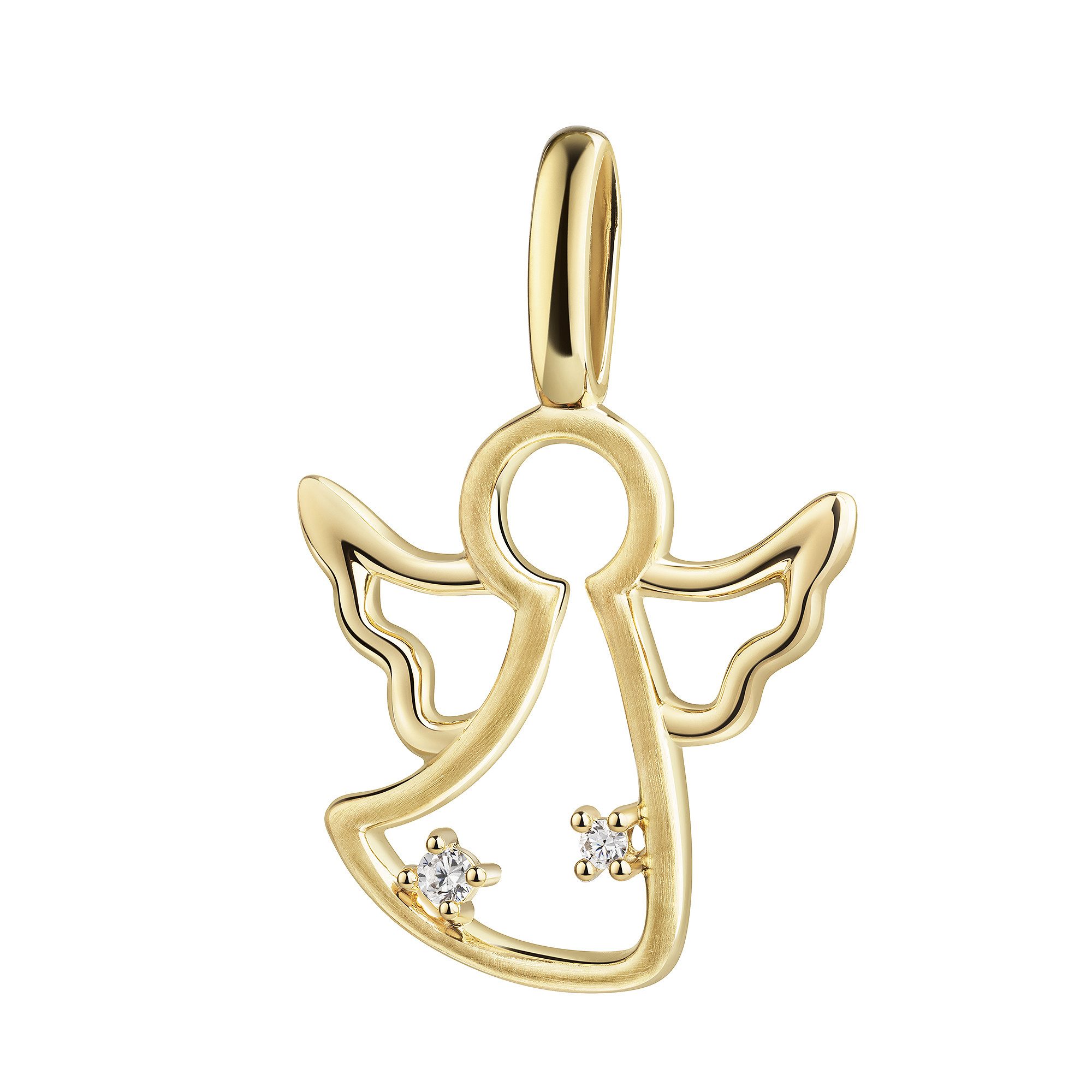 Kettenanhänger 925/- Sterling Silber vergoldet Engel mit Zirkonia