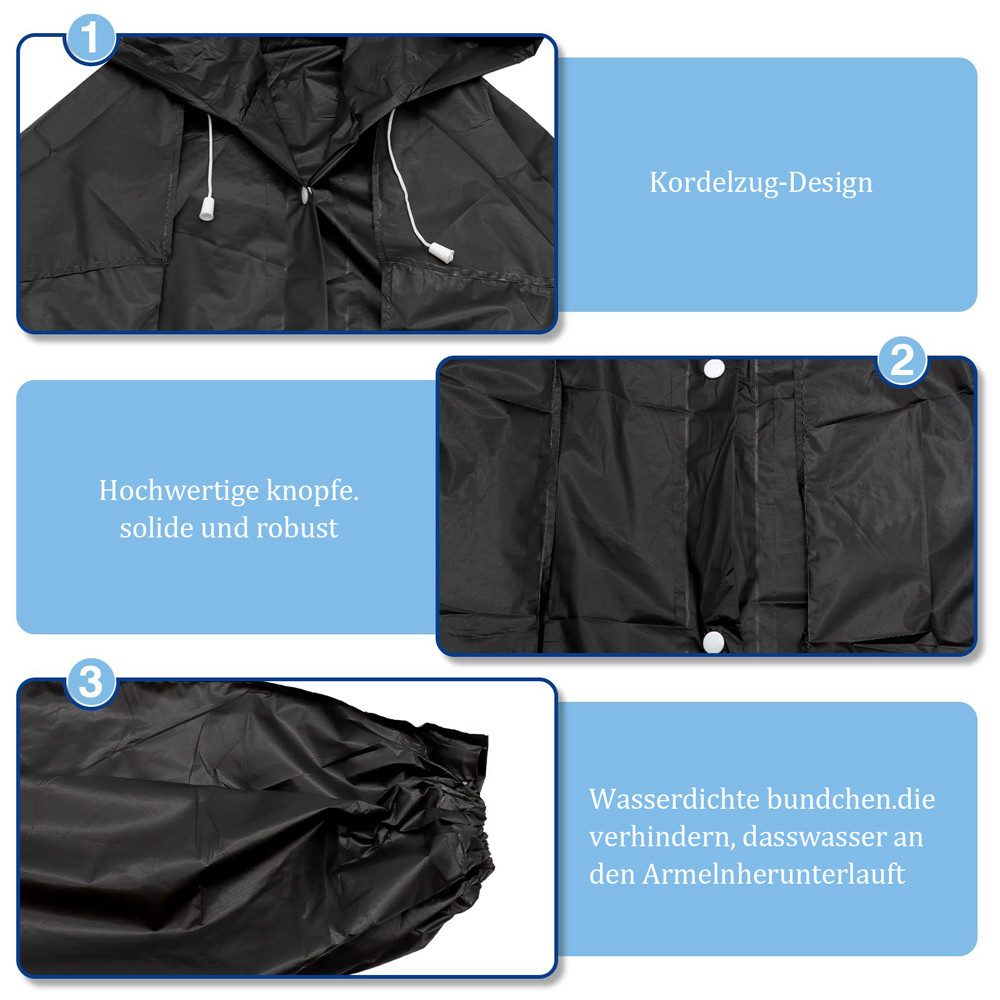 MOPUEA Regenmantel Wiederverwendbar Regenmantel Regenponcho mit Kaputze (Set, 1-tlg., Durchdachter Schutz und Komfort) Wiederverwendbar und langlebig