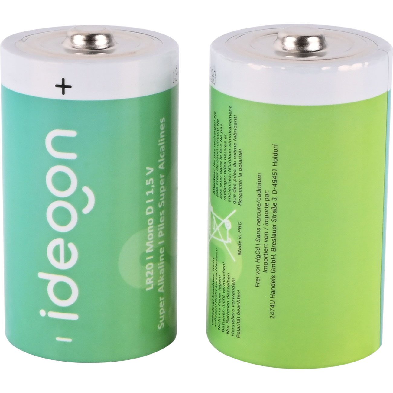 shop'n smile ideoon D Mono Batterien LR20 Alkaline 1,5V Langlebige Energie für Haushalt Batterie, (1,5 V, 2 St), Batterie Typ D (LR20), 1,5 V, auslaufsicher, nicht wiederaufladbar