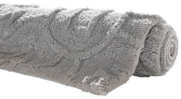 Badematte Inka Kleine Wolke, Höhe 15 mm, rutschhemmend beschichtet, fußbodenheizungsgeeignet, Baumwolle, rechteckig, Badteppich, Uni-Farben, Ornamente, Hoch-Tief Effekt