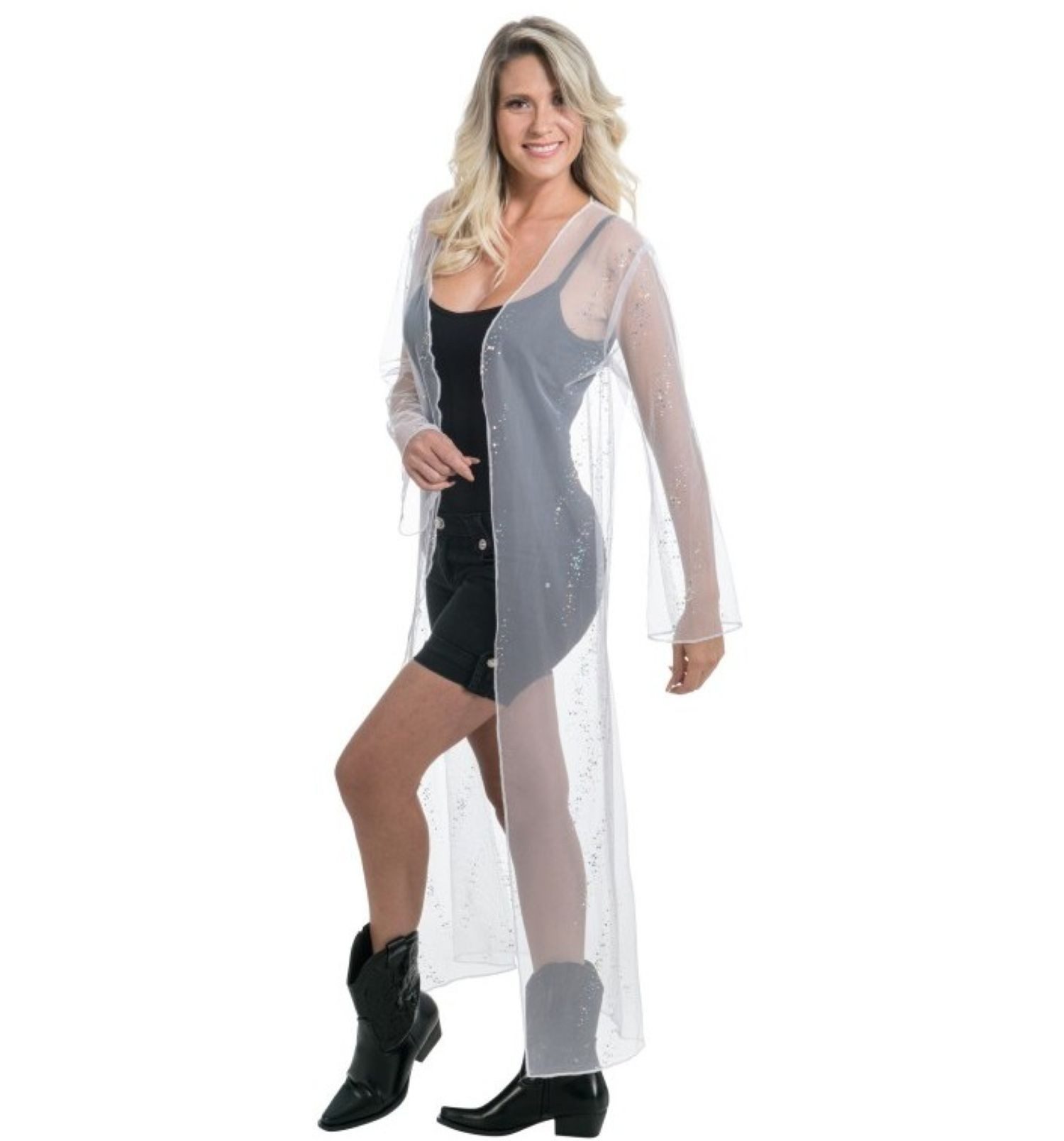 CHAKS Kostüm Sommer Festival Jacke mit Strass, Weiß Lang
