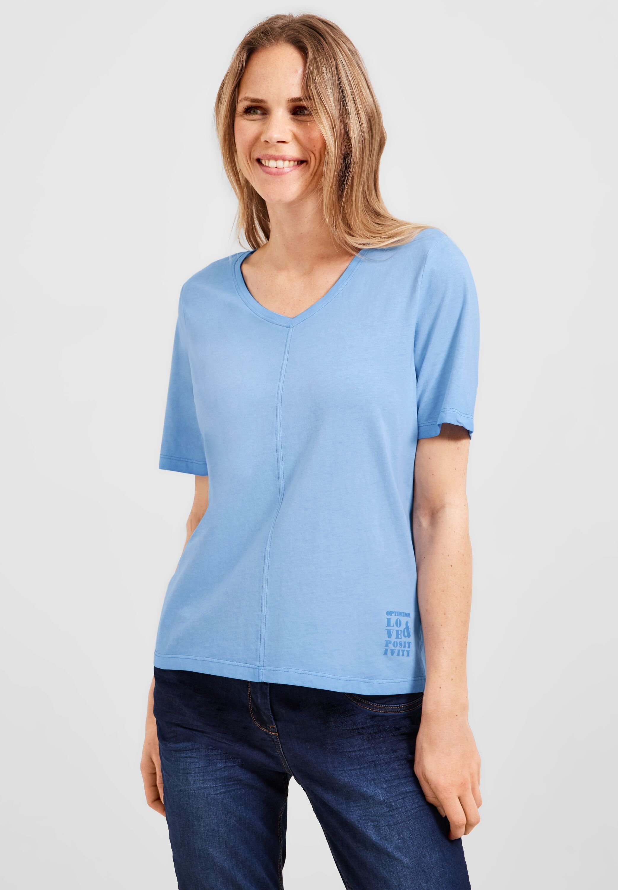 Cecil T-Shirt in Unifarbe marina blue
