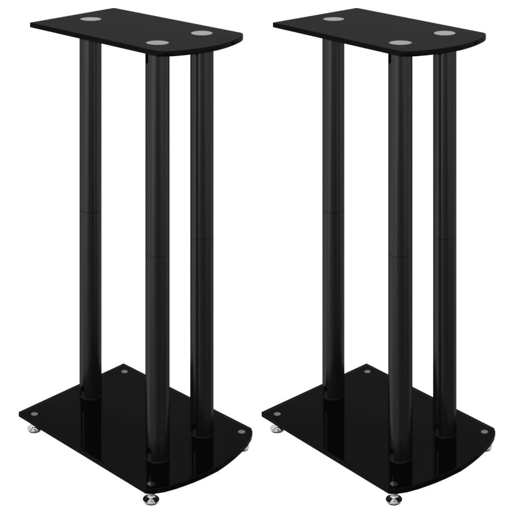 vidaXL Lautsprecherständer Lautsprecher-Ständer 2 Stk. Schwarz Hartglas 3 Säulen