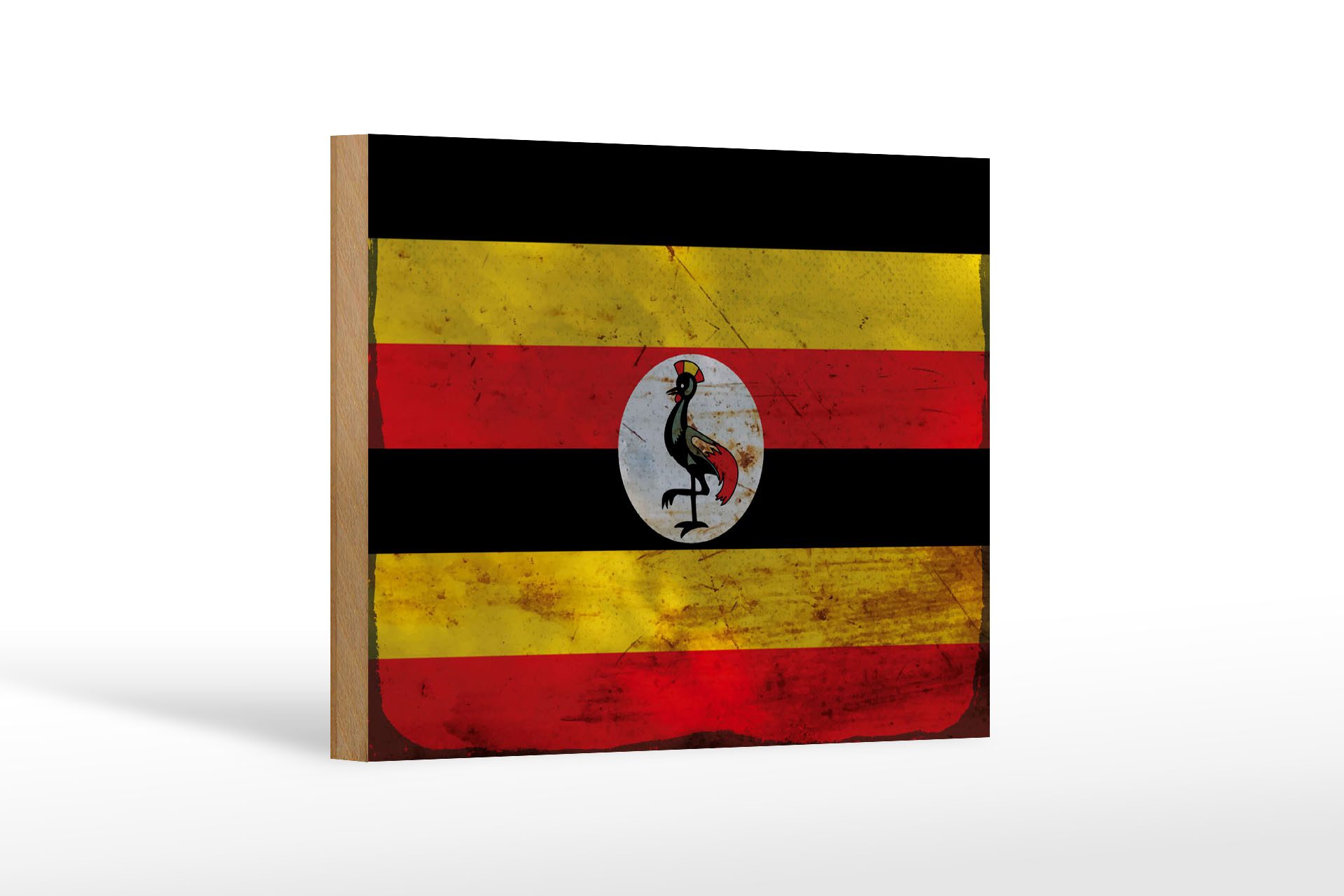 Femer GmbH Holzbild Flagge Uganda 18x12 cm Flag of Uganda Rost, Flaggen (1 St), Glatte Holzfaserplatte (MDF), vorn beschichtet