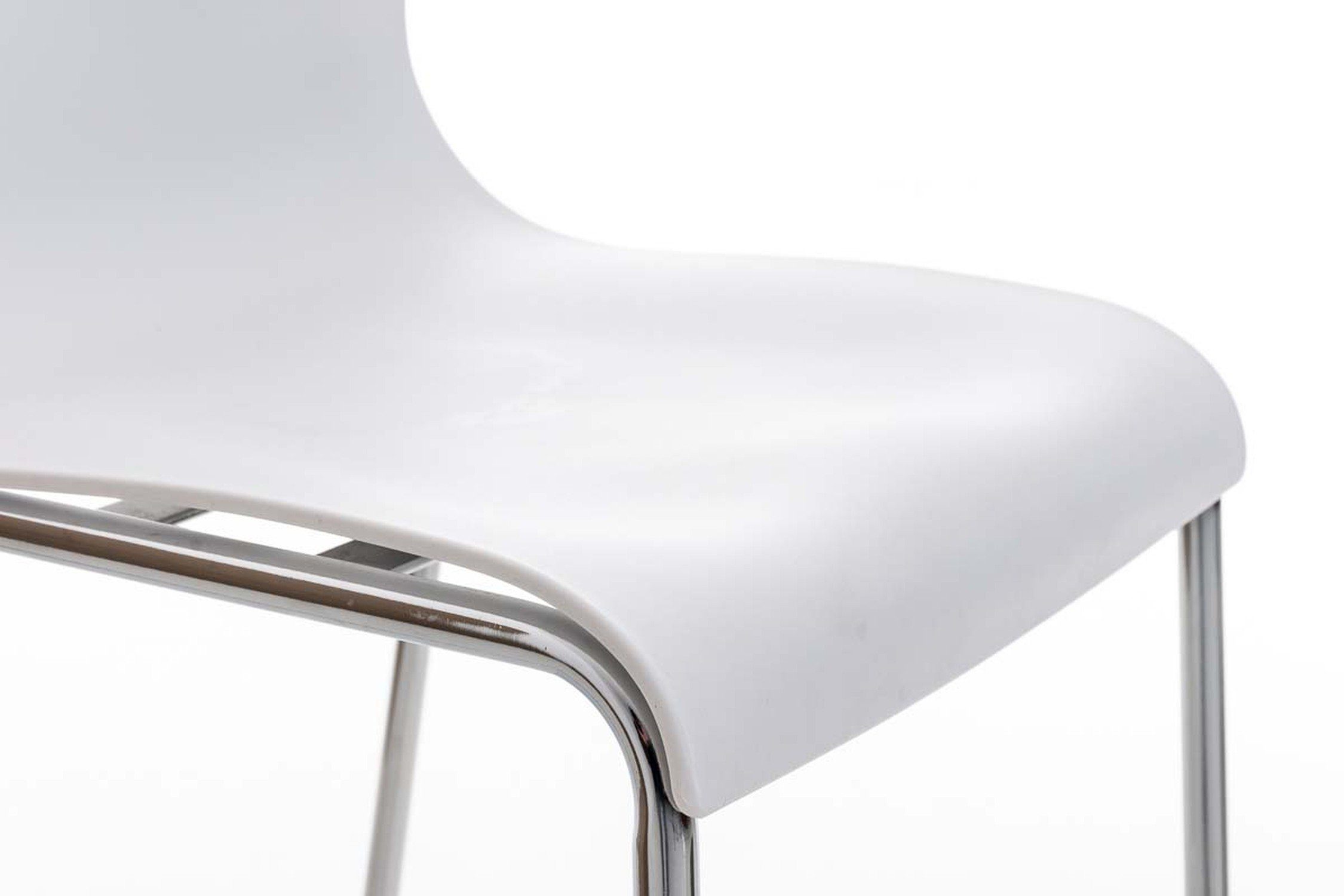 Weiß Hocker Theke - (mit Metall Fußstütze Küche & TPFLiving Tresenhocker), für - Barhocker Kunststoff Gestell Hoover Sitzfläche: Chrom -