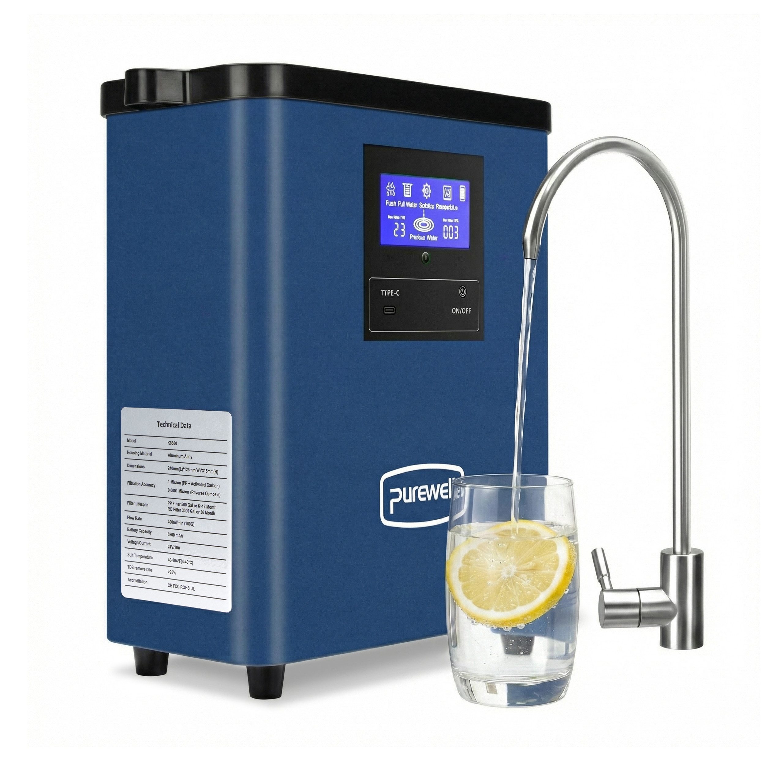 Vankel Wasserfilter K8680, tragbar, UV, TDS, Akku, Camping, Autarkes Filtersystem für Outdoor, Wohnmobil und Notfallvorsorge