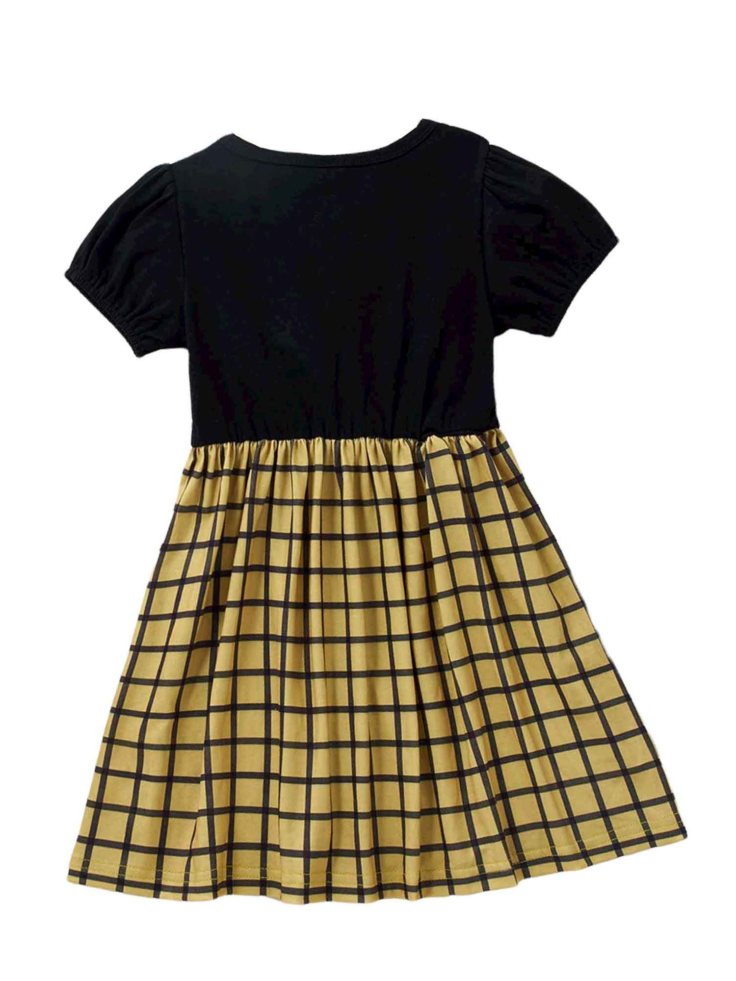 Kinder Mädchen (Gr. 50 - 92) LAPA A-Linien-Kleid LAPA Mädchenkleid, Kariertes Kleid mit kurzen Ärmeln