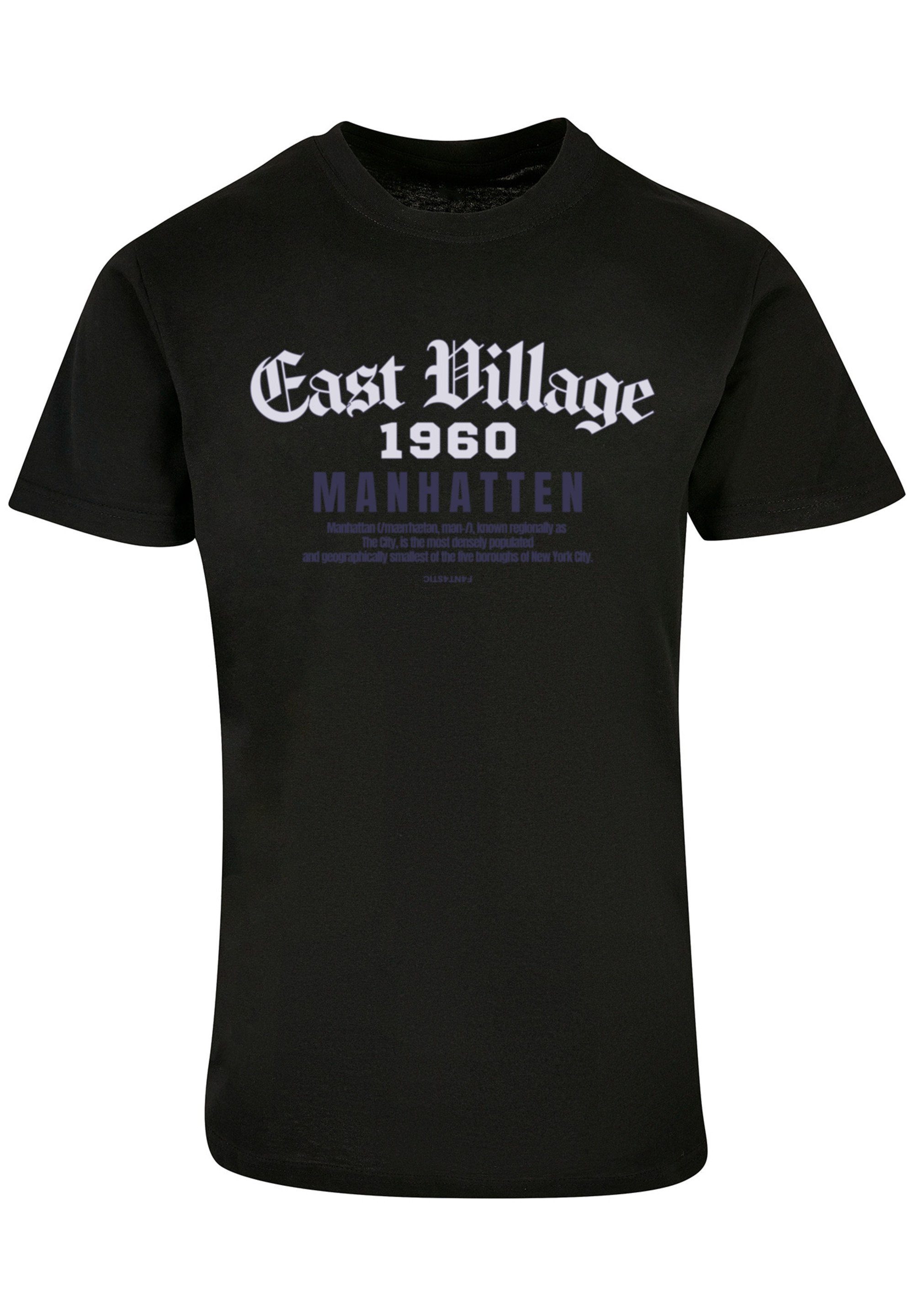 schwarz Village Print T-Shirt TEE F4NT4STIC East Manhatten UNISEX