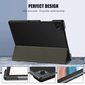 Mutoy Tablet-Hülle Hülle für Samsung Galaxy Tab A8 mit Schutzfolie 10,5 Zoll (SM-X200/205)2022, Hochwertiges Standfunktion,Modische Praktische Smart Auto Schlaf/Wach Funktion, Schutzhülle Panzerglas Kompatibel mit Samsung Galaxy Tab A8 2021