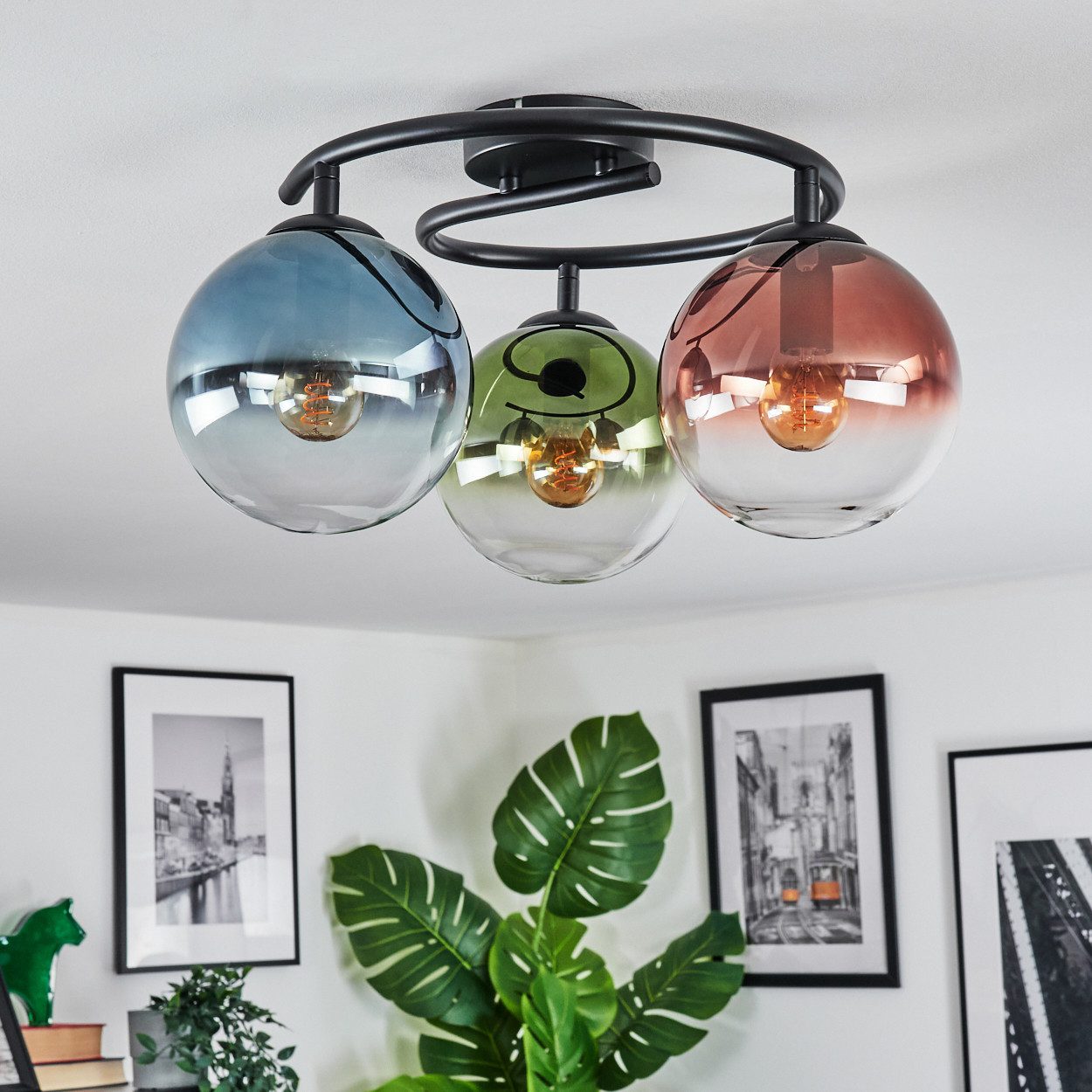 hofstein Deckenleuchte Deckenlampe aus Metall/Glas in günstig online kaufen