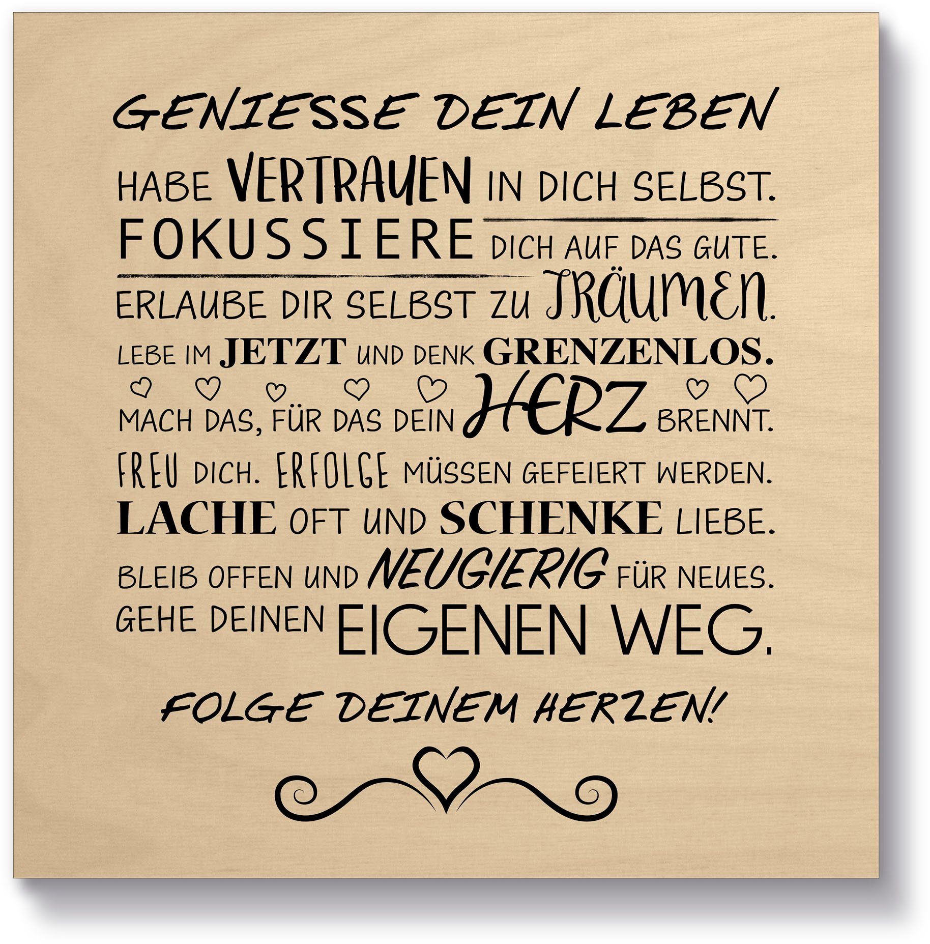 Artland Holzbild »Genieße dein Leben«, Sprüche & Texte (1 St) online