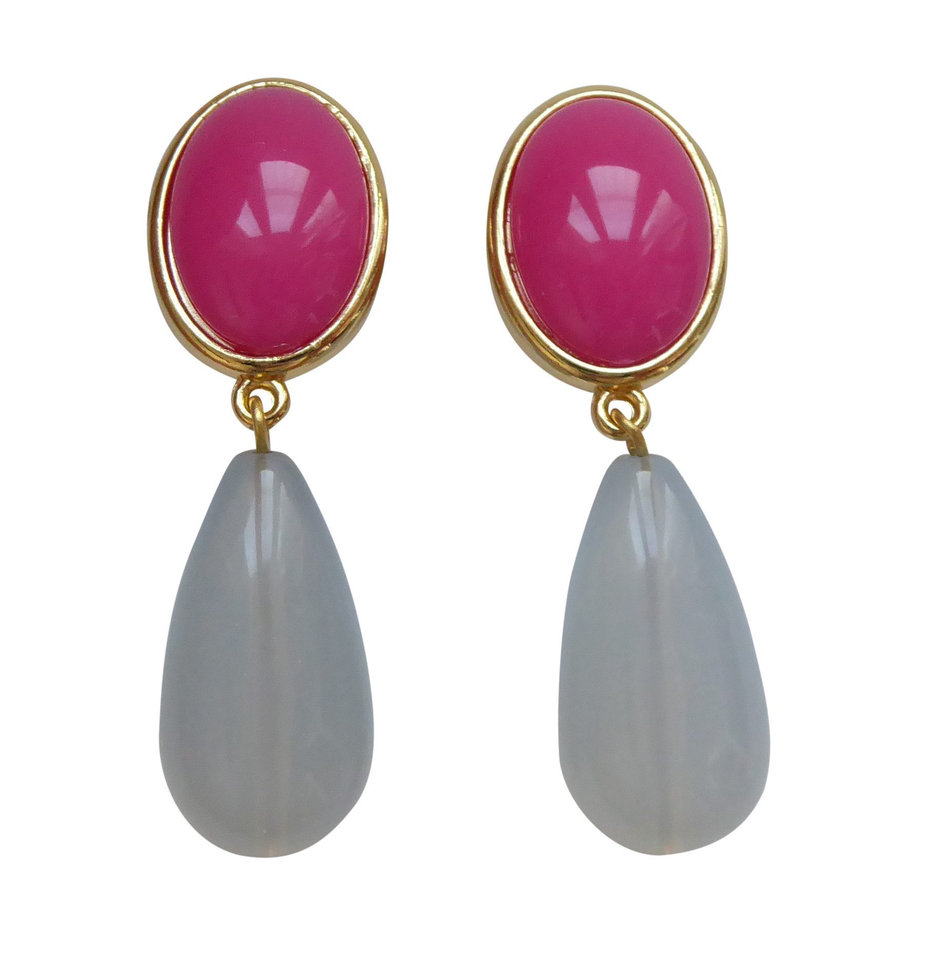 Paar Ohrclips Viola Clips pink-mondstein Hingucker auffallend Sommer