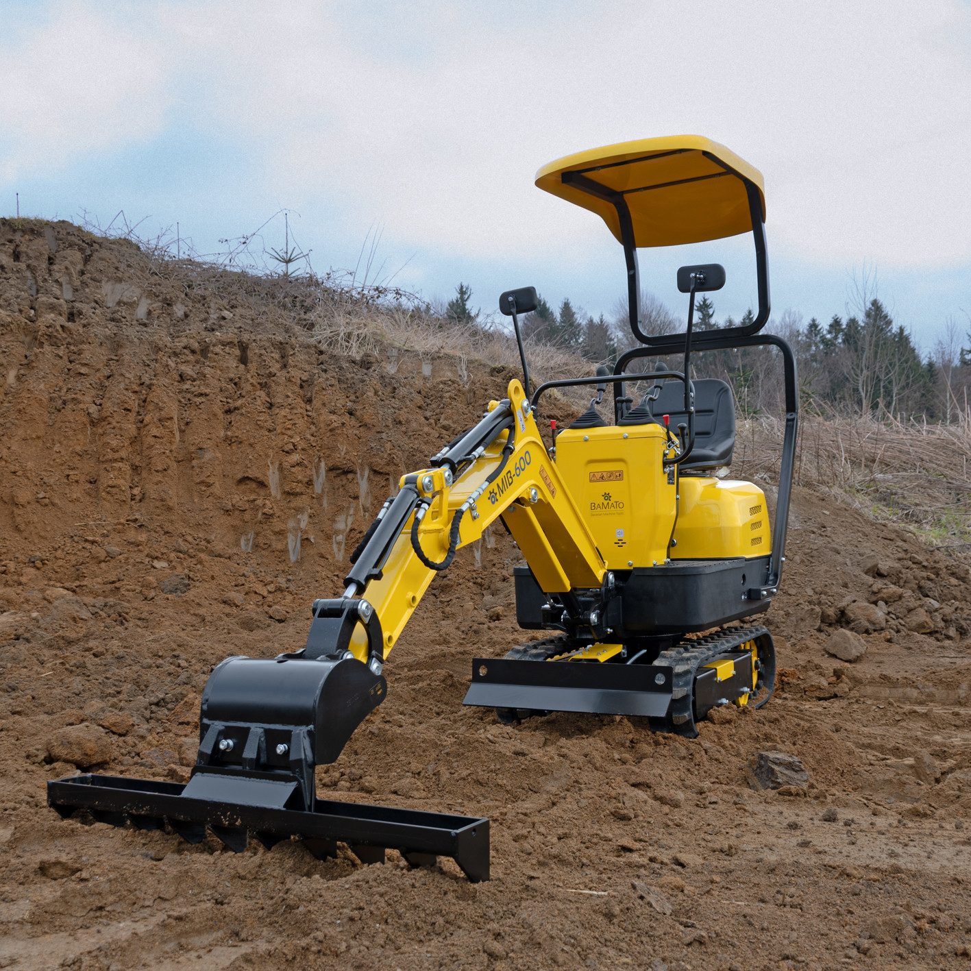 BAMATO Garten-Multifunktionsgerät - Rechen für Minibagger MIB-600 Roderechen Humusrechen 1000 mm, Stk, 1