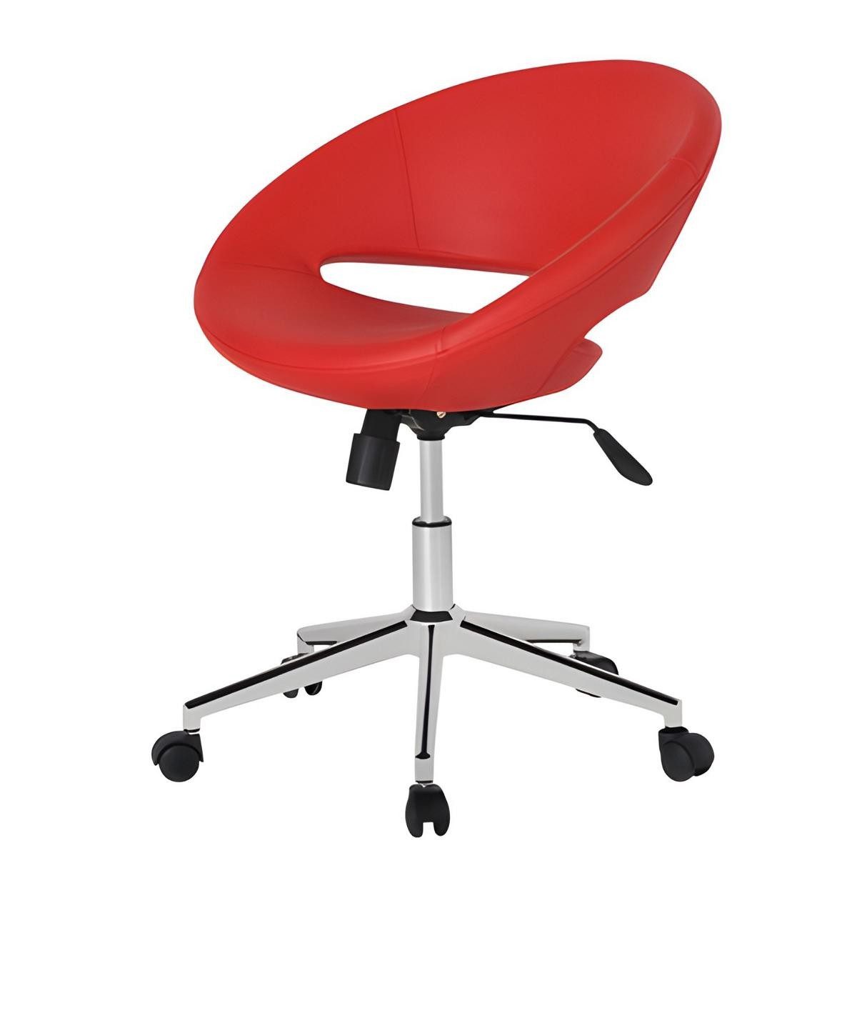Xlmoebel Bürostuhl Designer Roter Lederstuhl Exklusiver Stilvoller Drehsessel, Made in Europa