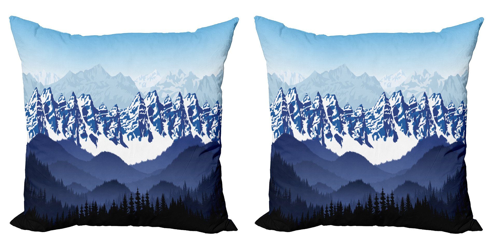 Kissenbezüge Modern Accent Doppelseitiger Digitaldruck, Snowy-Bäume Stück), im Hügel Schnee Abakuhaus bedeckt (2