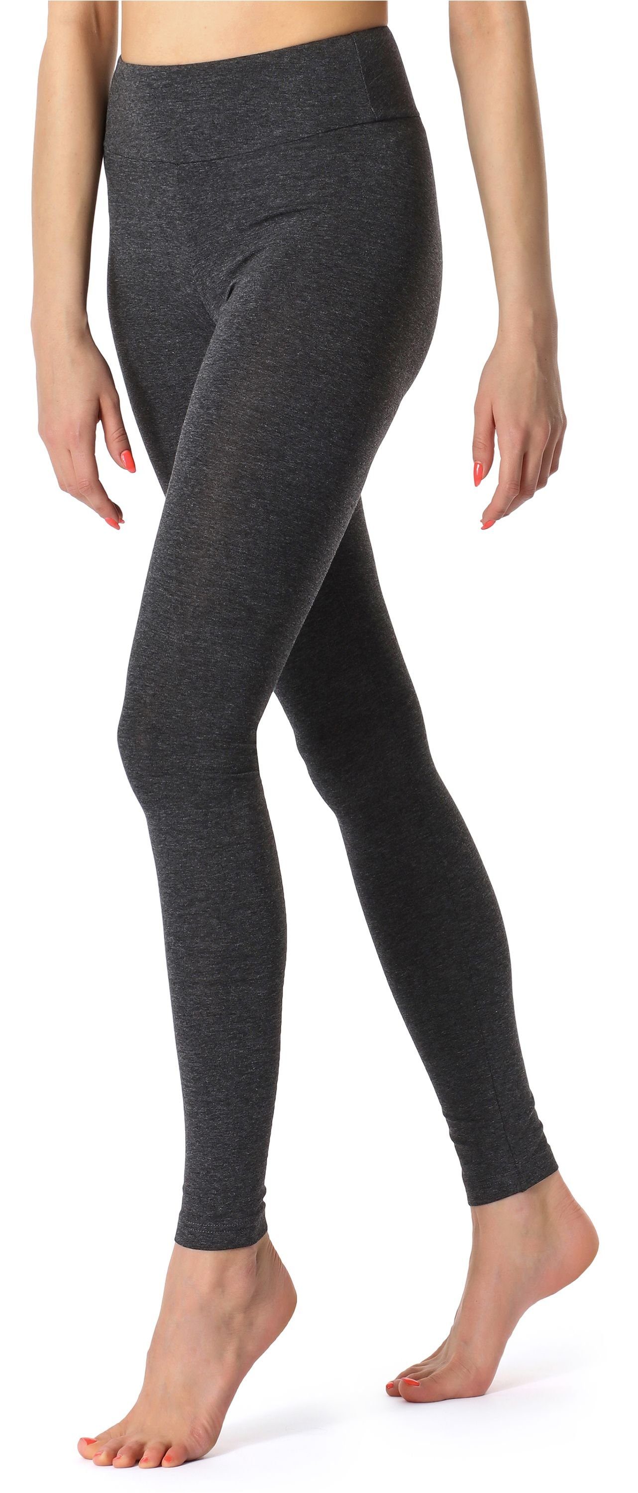 (1-tlg) Leggings Dunkelmelange aus MS10-221 Damen Bund Lange Merry Style Leggings Viskose elastischer Fitnesshose