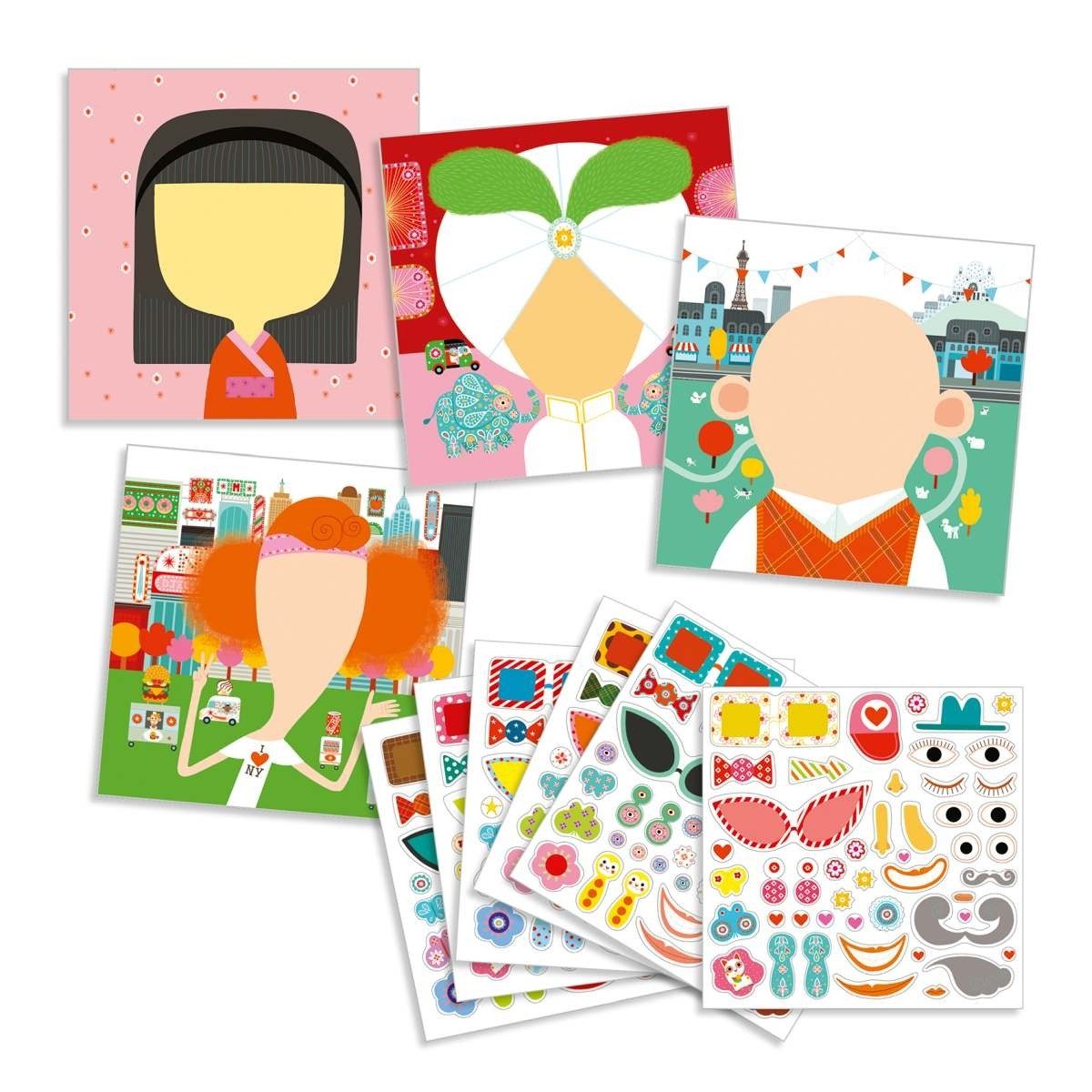 DJECO Kreativset Kreatives Sticker-Set "Jeder ist anders" für Kinder ab 3 Jahren