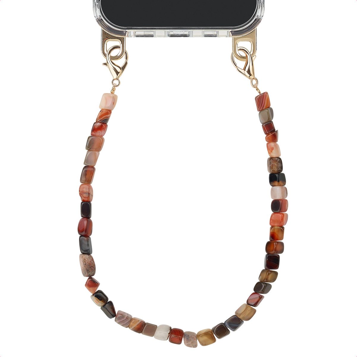 Selencia Smartphone-Tragegurt Selencia Handgelenkband mit Natursteinen - Earth Tones, (1-tlg)