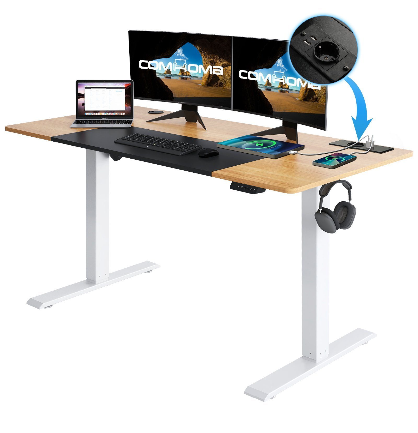 GTPLAYER Schreibtisch Höhenverstellbarer Computertisch elektrisch