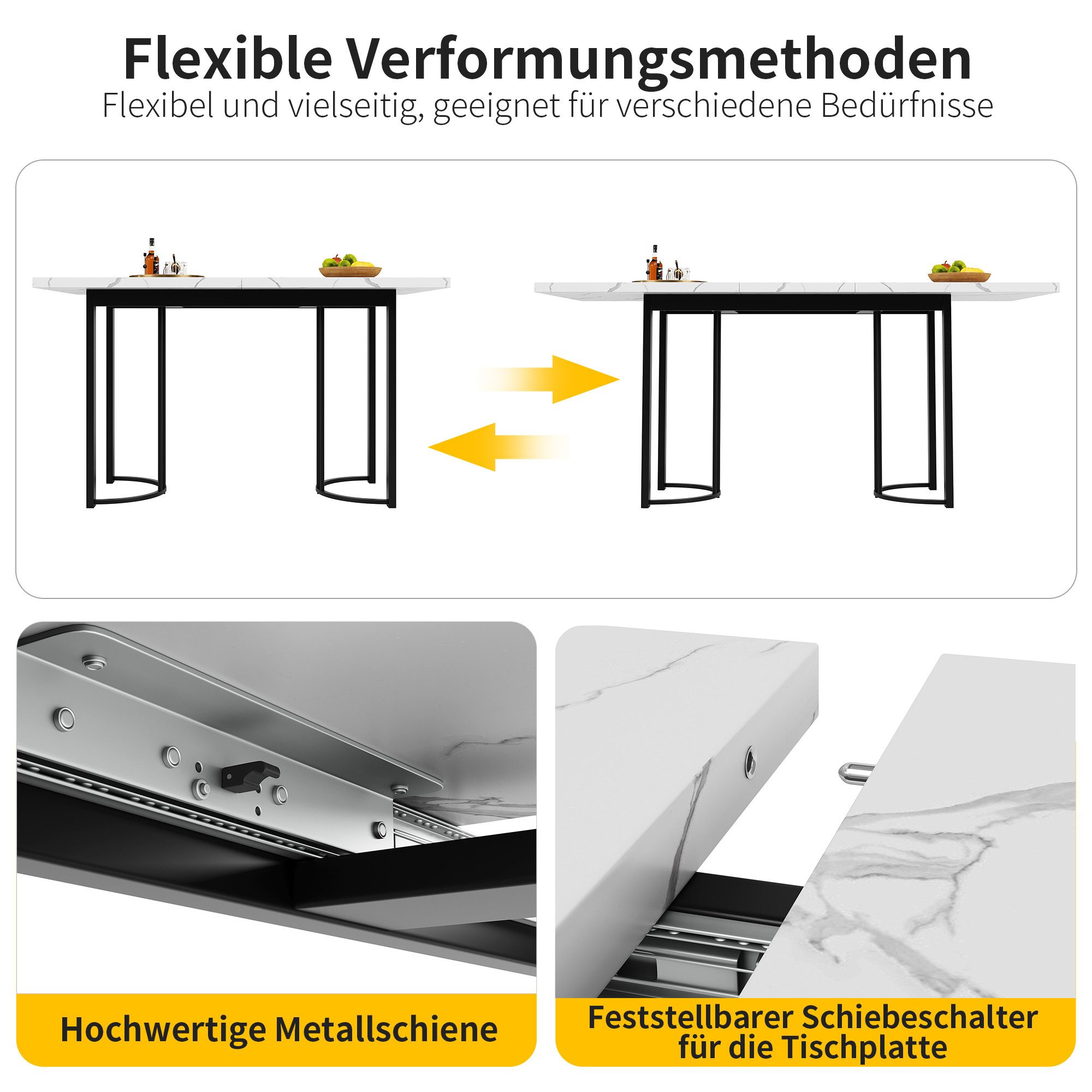 Flieks Essgruppe, (Set, 5-tlg., erweiterbare Tischplatte 140-179,5x80cm), ausziehbarer Esstisch mit 4 Stühlen Küchetisch Esszimmerstuhl Samt
