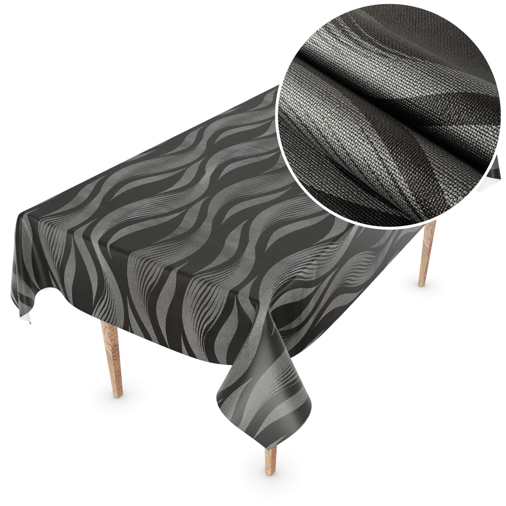 ANRO Tischdecke Besonders Feine Wachstuchtischdecke Premium Gartentischdecke (Einzelstück 1-tlg), Prägung 140x100cm wasserabweisend