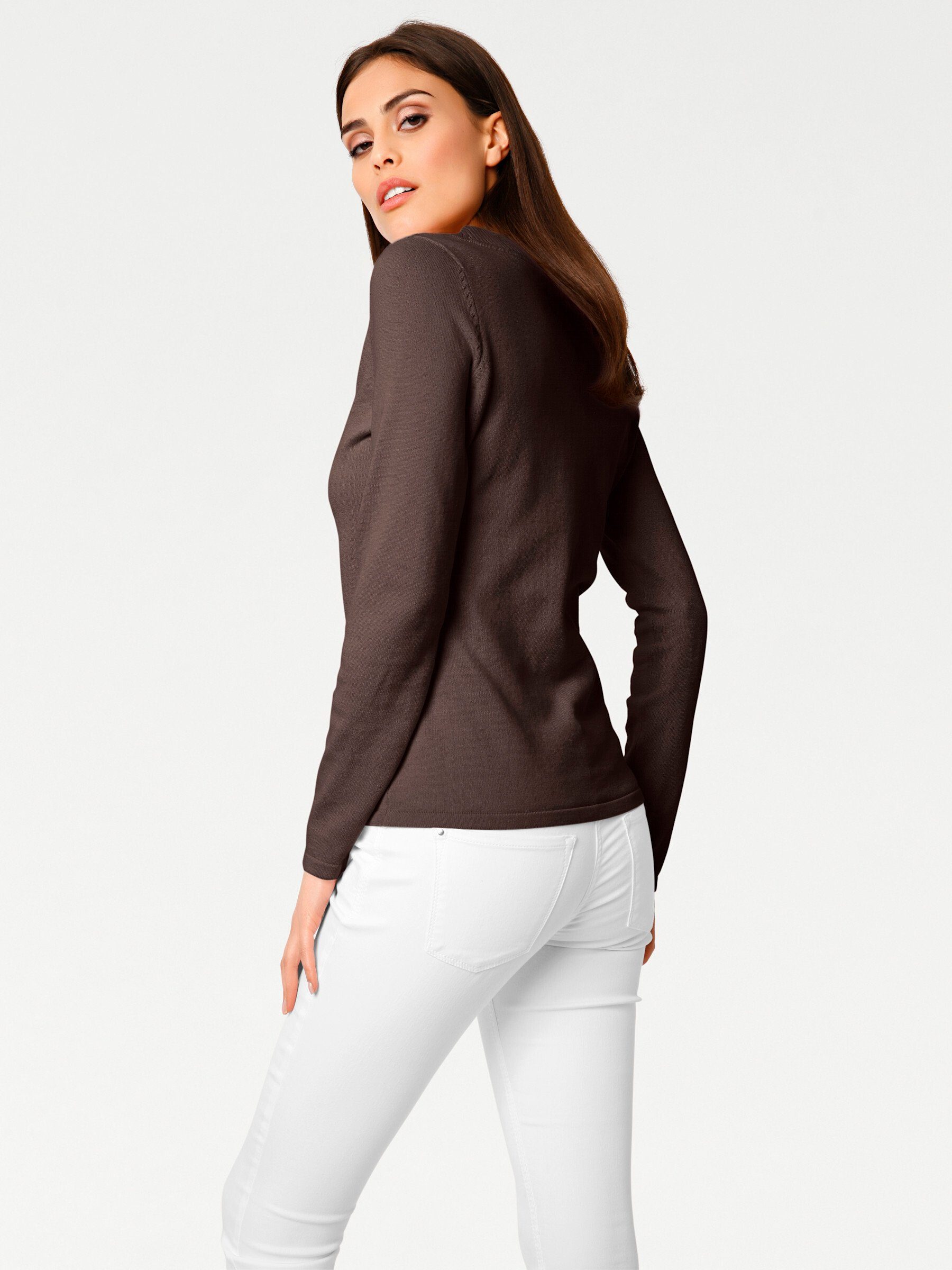 heine Strickpullover V-Pullover Langarm Feinstrick