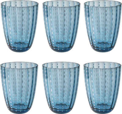 Villa d'Este Gläser-Set Kalahari Graublau, Glas, Wassergläser-Set, 6-teilig, Inhalt 300 ml