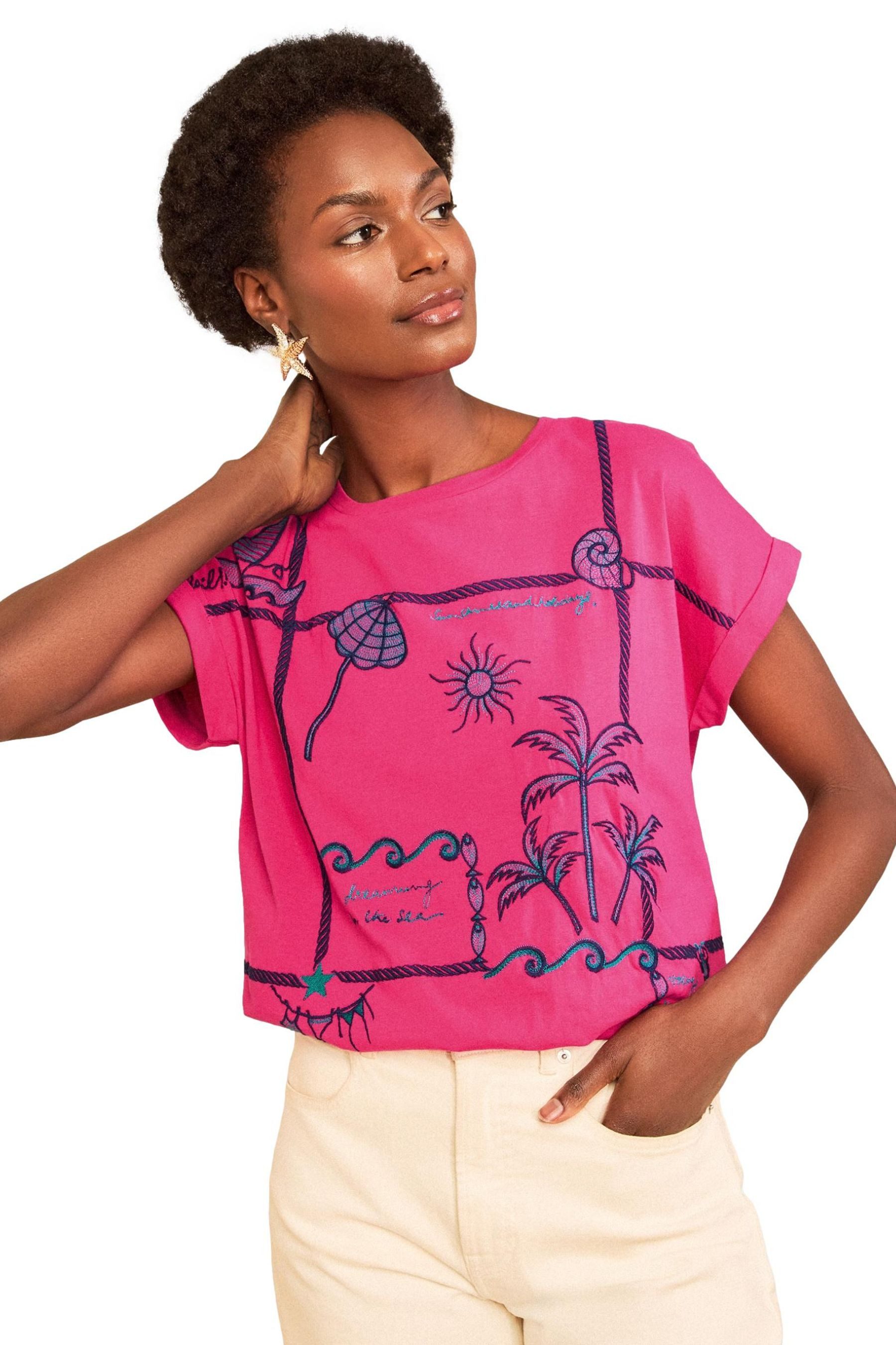 Love & Roses T-Shirt Love & Roses Rundhals-T-Shirt mit Stickerei (1-tlg)