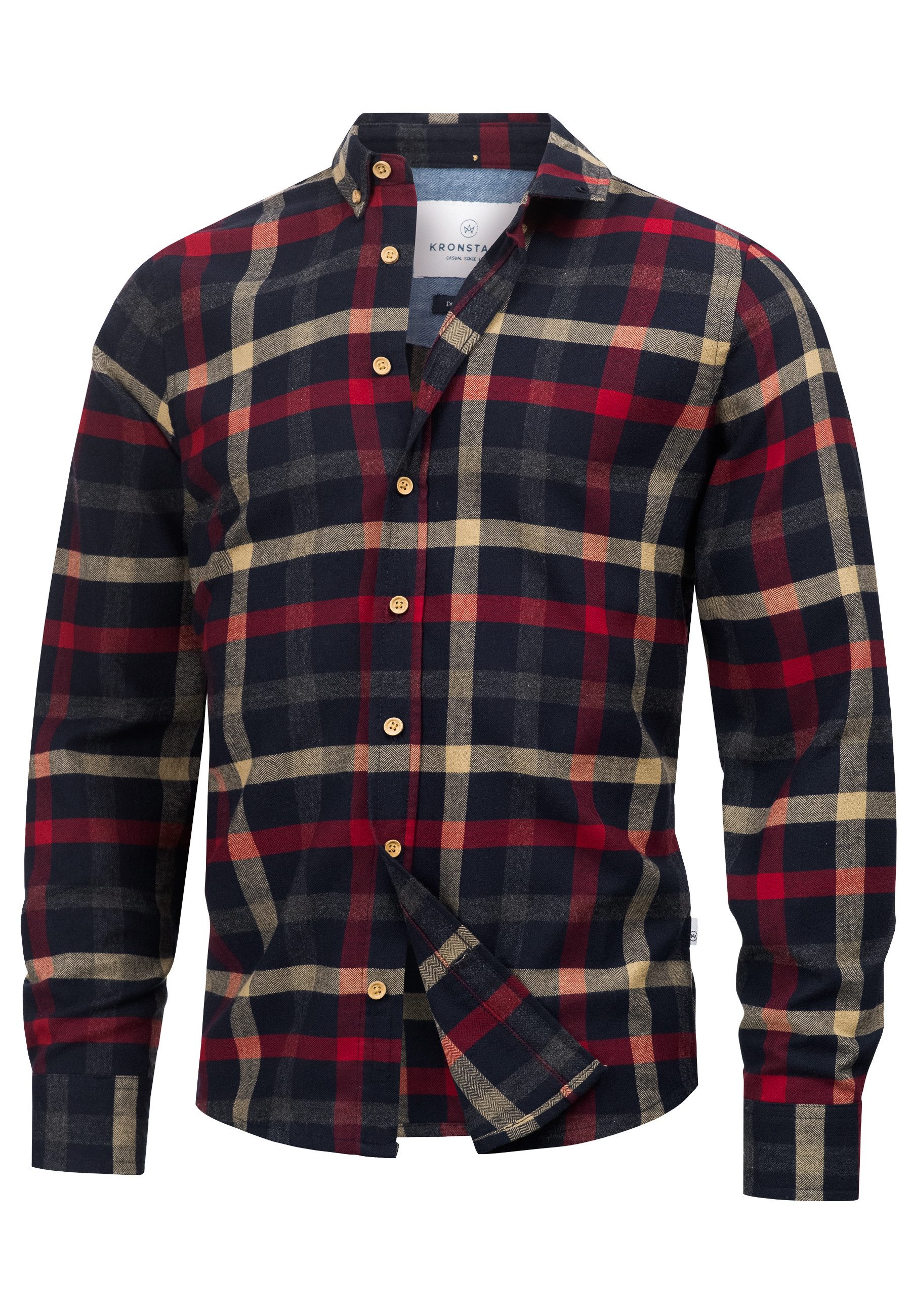 Kronstadt Langarmhemd Herren KSDean Check Herrenhemd Langarm Carohemd mit B günstig online kaufen