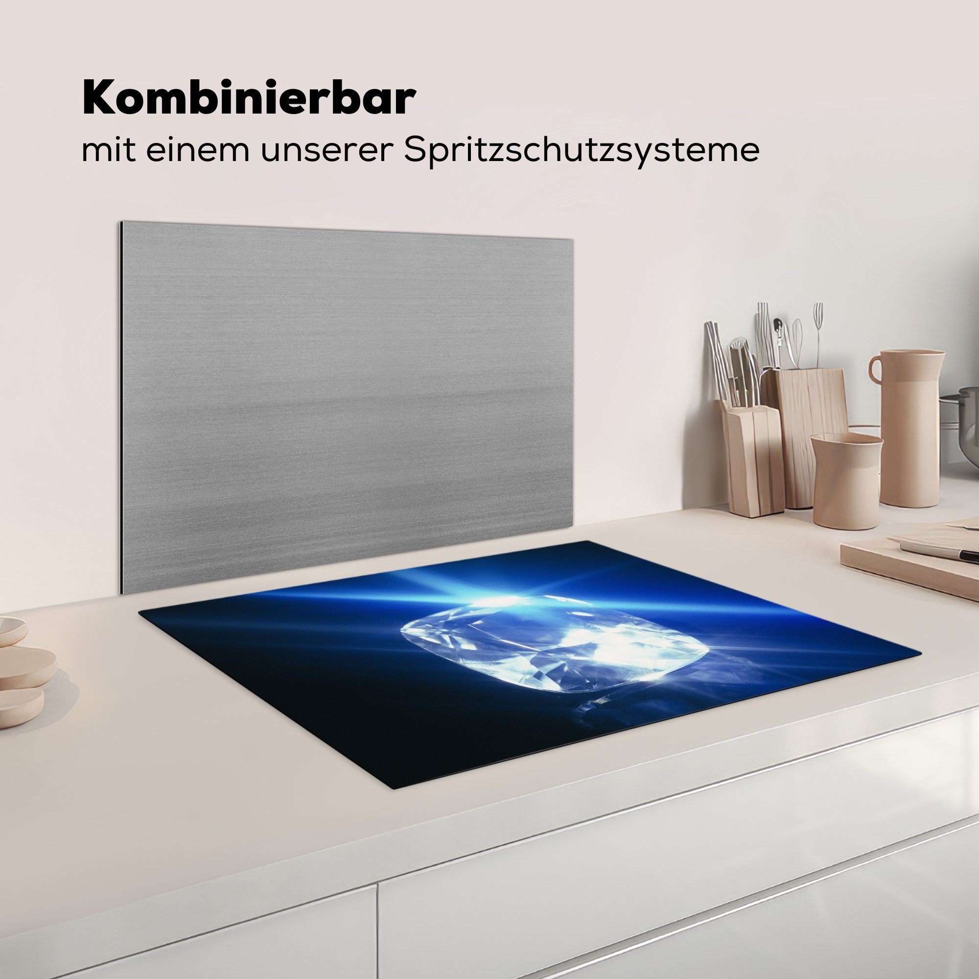 Struktur Licht, cm, Herdblende-/Abdeckplatte eines MuchoWow 70x52 Diamanten tlg), Mobile nutzbar, Die Ceranfeldabdeckung Arbeitsfläche im (1 Vinyl,