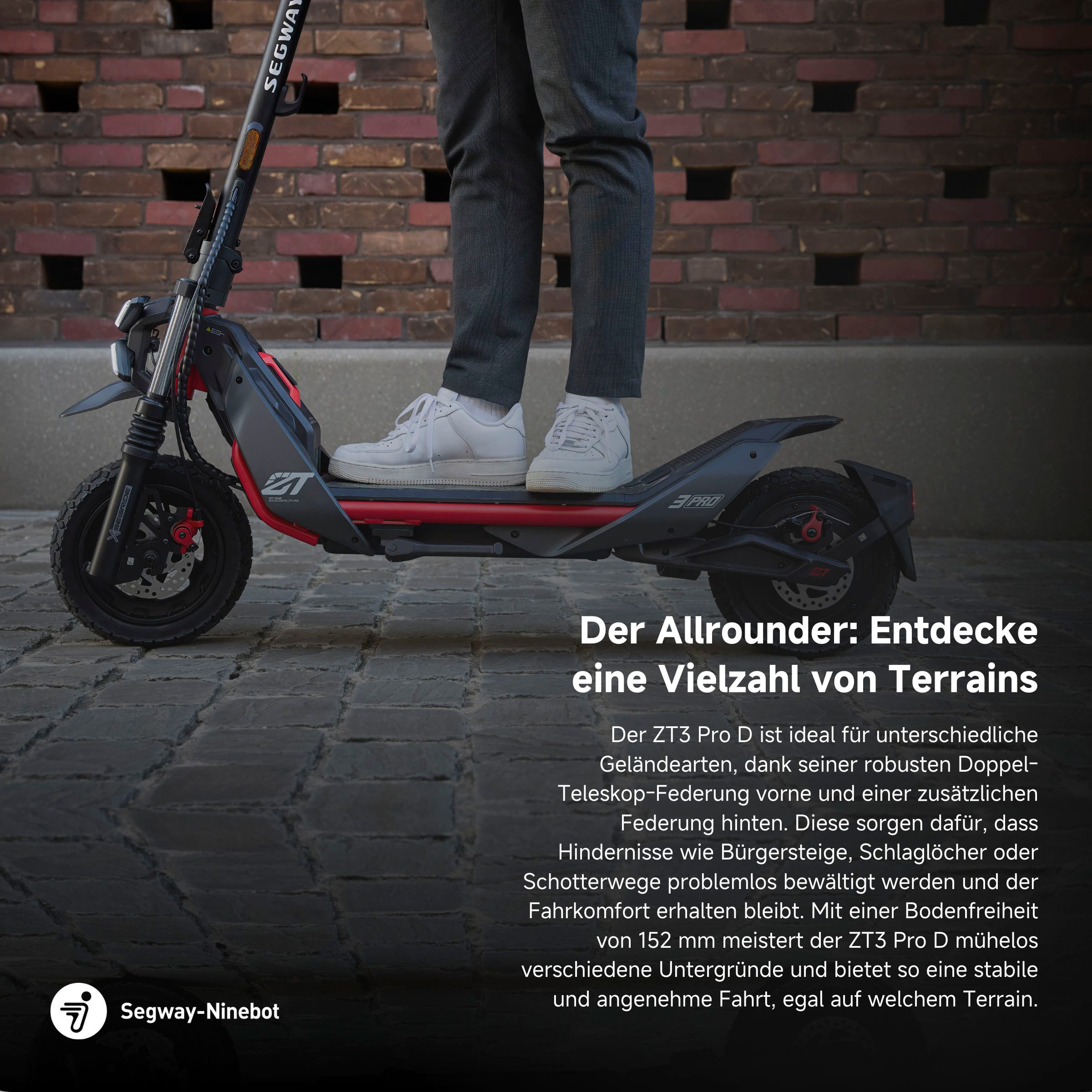 Segway E-Scooter Segway ZT3 Pro D, 20 km/h, (Vollfederung, 120kg Tragfähigkeit, 25% Steigung, Apple FindMy), Ninebot E-Scooter, mit Straßenzulassung, bis zu 70 km Reichweite
