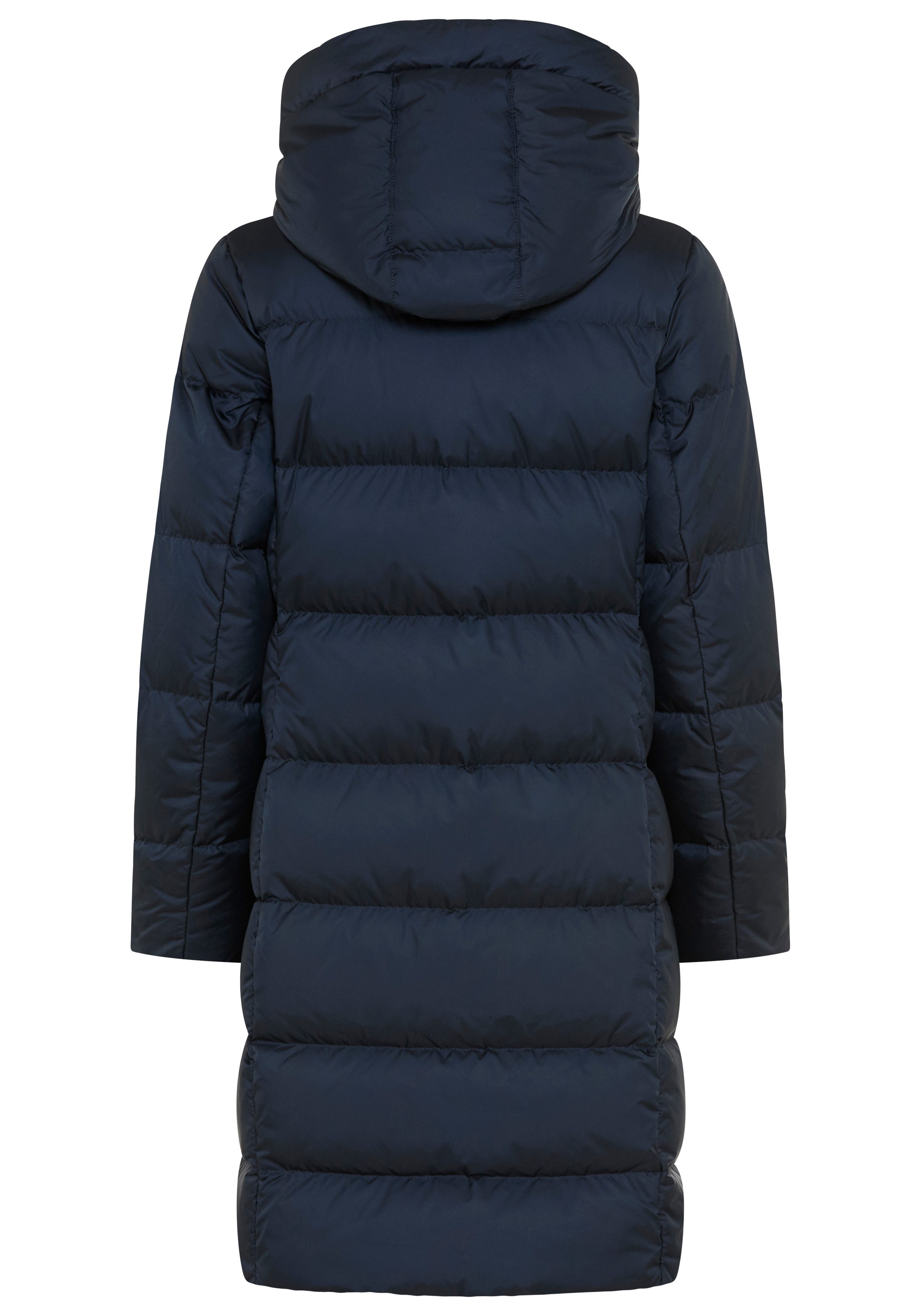 Marc O'Polo Daunenmantel mit 2-Way-Zipper, großer Kapuze und Label-Band