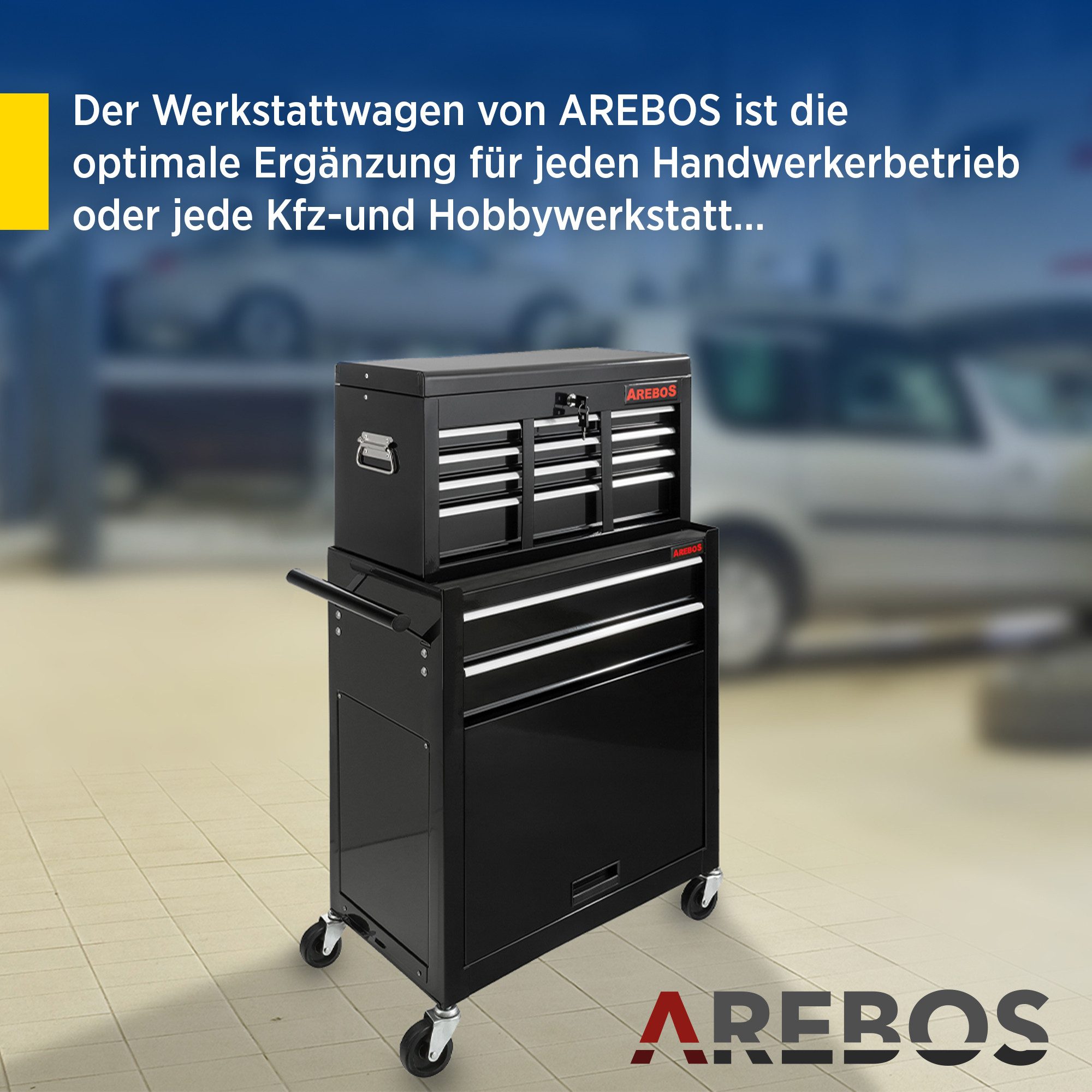 Arebos Werkstattwagen 9 Fächer, Transportwagen Werkzeug günstig online kaufen