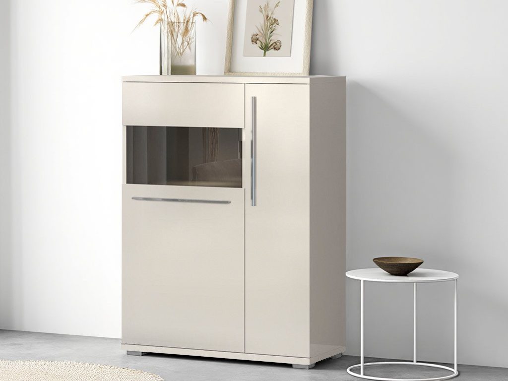 Places of Style Highboard Piano Vitrine (H/B/T): 123/90/40,2cm), UV lackiert, Soft-Close Funktion