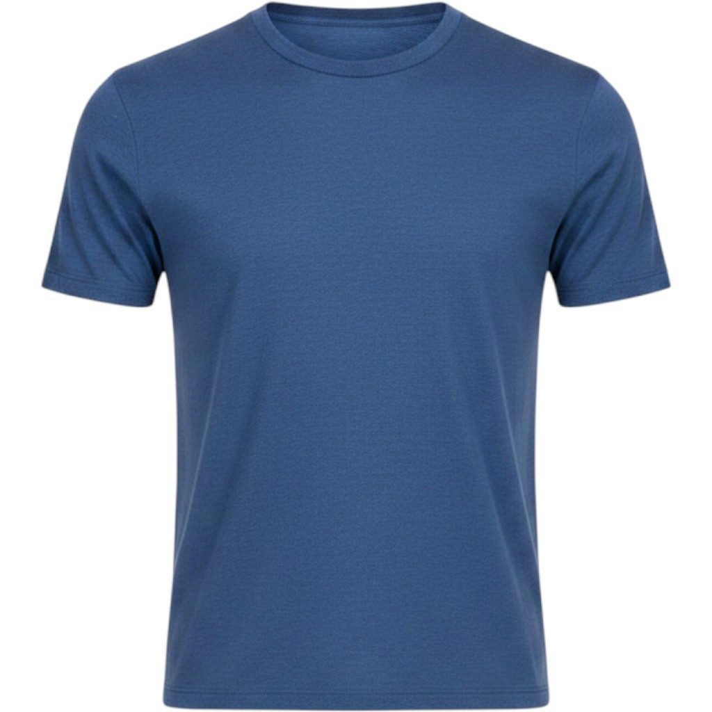 T-Shirt Indigofarbenes T-Shirt mit Rundhalsausschnitt aus 100 % Leinen