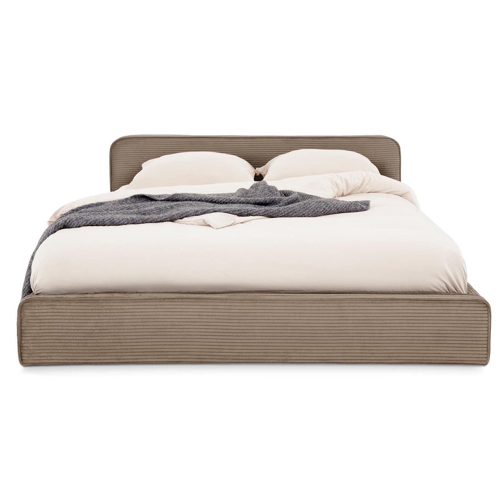 IDIMEX Polsterbett CURSIO, Doppelbett 140x200 cm mit Lattenrost in Cord-Optik Taupe