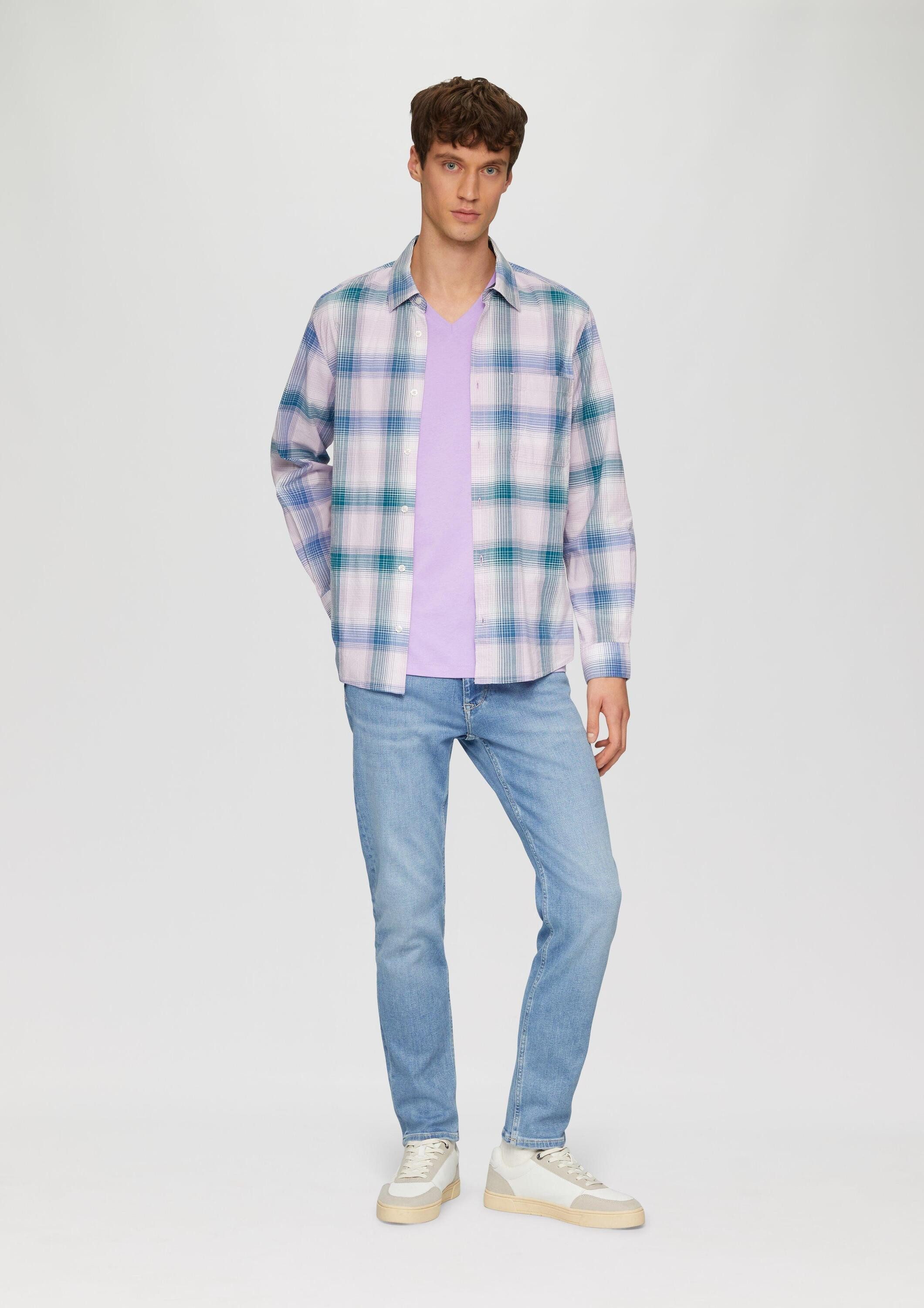 s.Oliver Kurzarmshirt T-Shirt T-Shirt mit V-Ausschnitt und Logo-Print