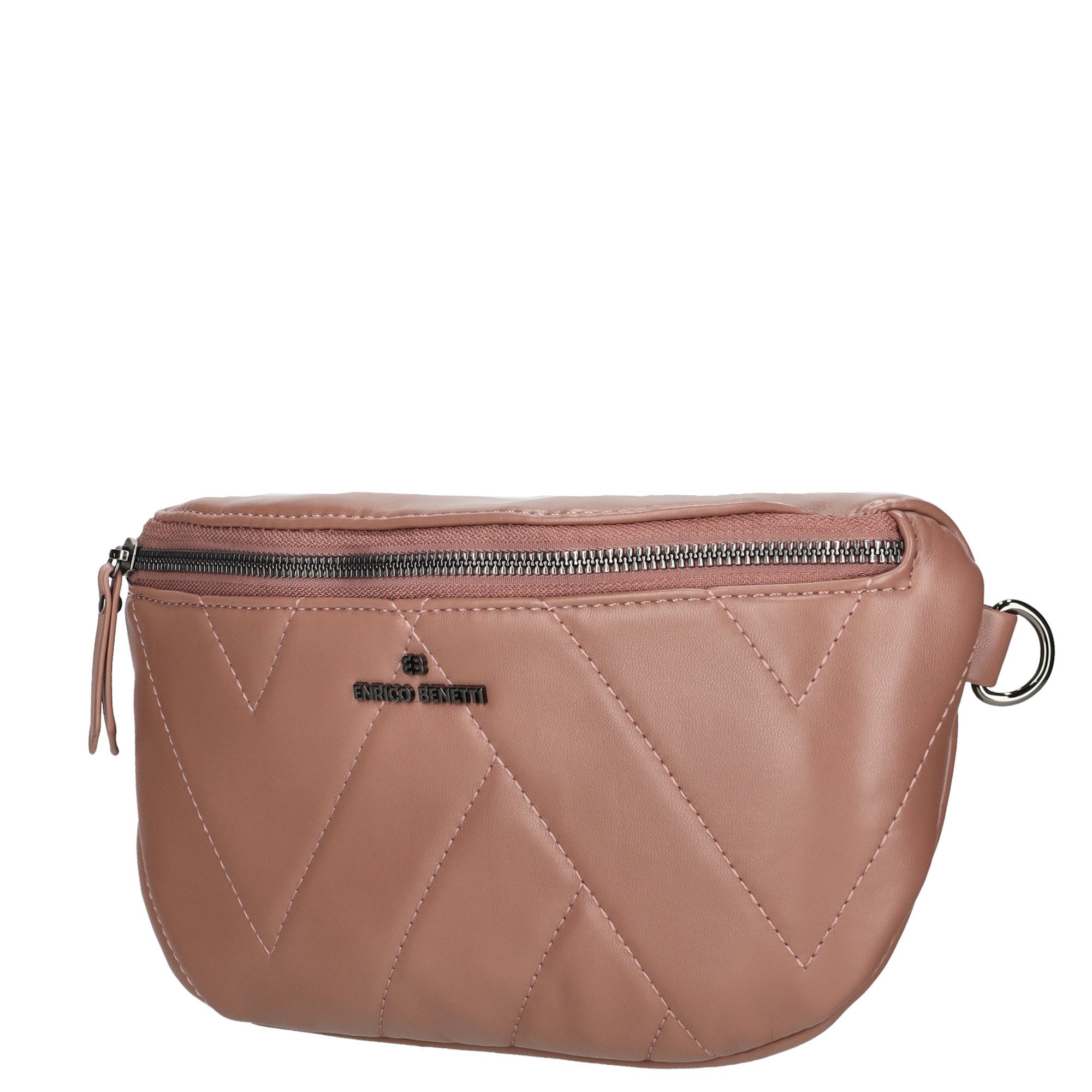 Enrico Benetti Bauchtasche Umhängetasche Crossbodytasche aus Lederimitat (Damen Handtasche, Gürteltasche), mit breitem Schultergurt, in Schwarz, Grau, Oliv und Old Pink