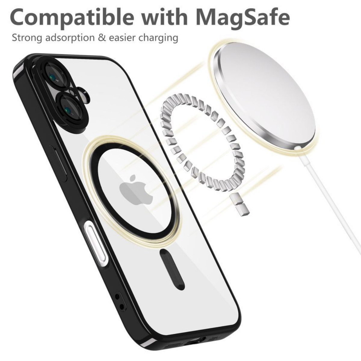 TECH PROTECT Handyhülle MagFlex Case Kompatibel mit iPhone 16e Transparent mit Magnetfunktion 6,1, Hybrid-Design mit integrierter Magnetfunktion für Zubehör