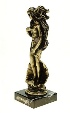 Kremers Schatzkiste Dekofigur Metall Figur Aphrodite nach Boticcelli 15cm gold matt Göttin der Liebe