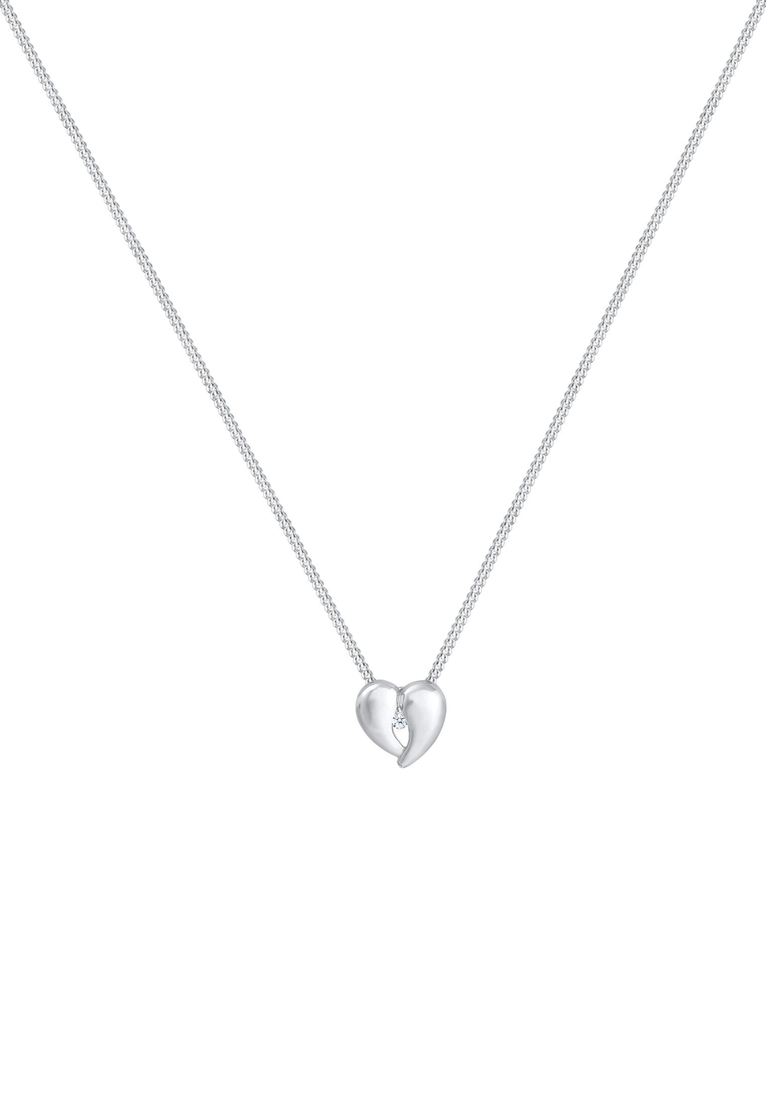 Filigran (0.03 Anhänger Silber, 925 Kette ct) mit Herz Herz Diamant Elli Liebe DIAMONDS